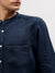 Gant Men Blue Solid Band Collar Full Sleeves Shirt