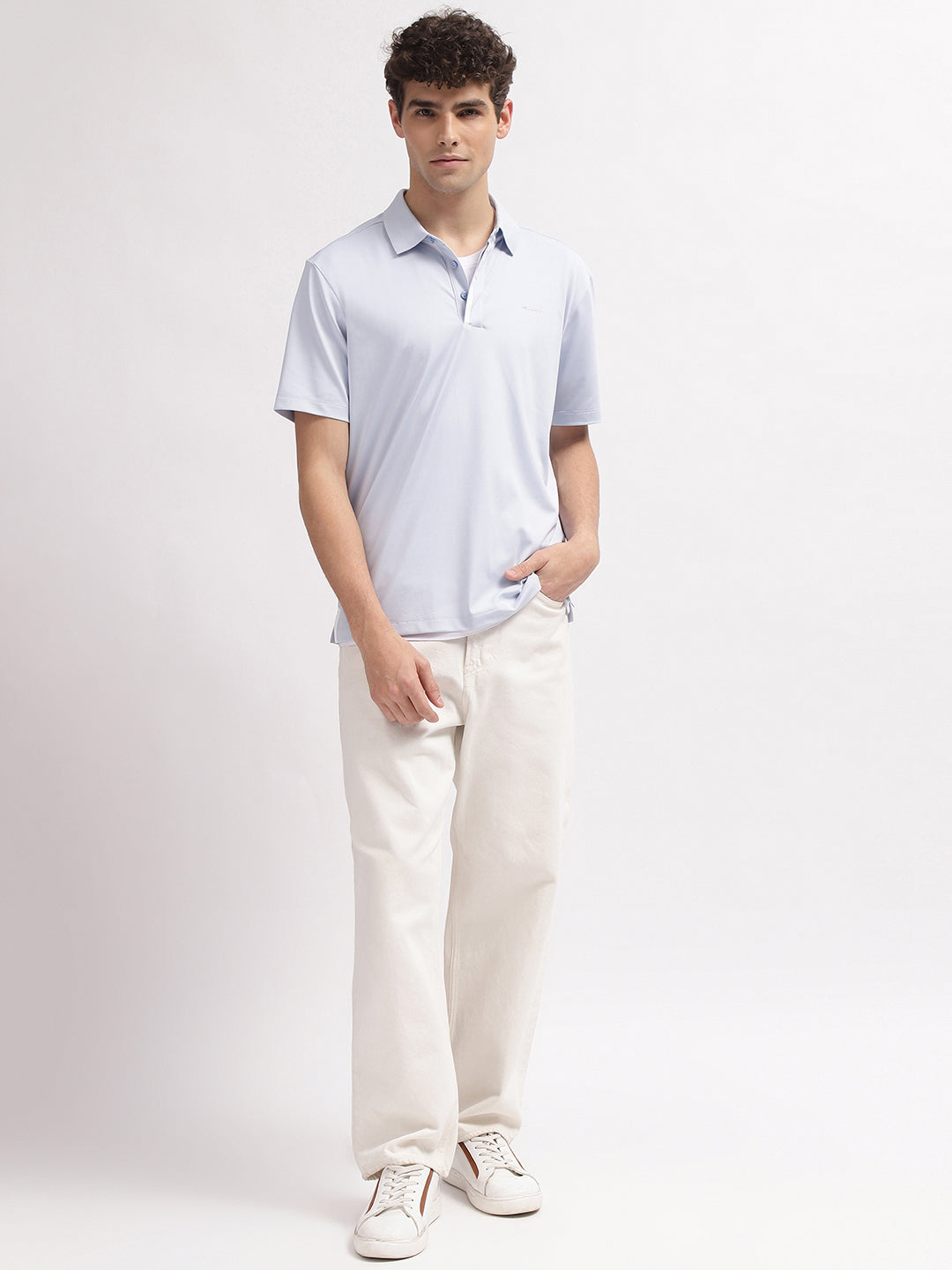 Gant Men Blue Solid Polo Collar Short Sleeves T-Shirt