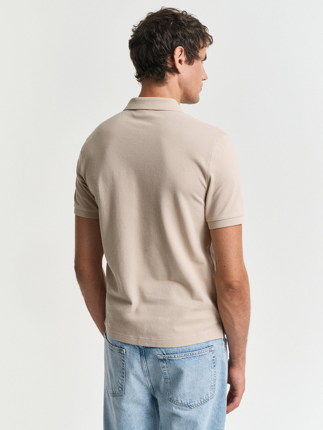 Gant Men Beige Solid Short Sleeves Polo Tshirt