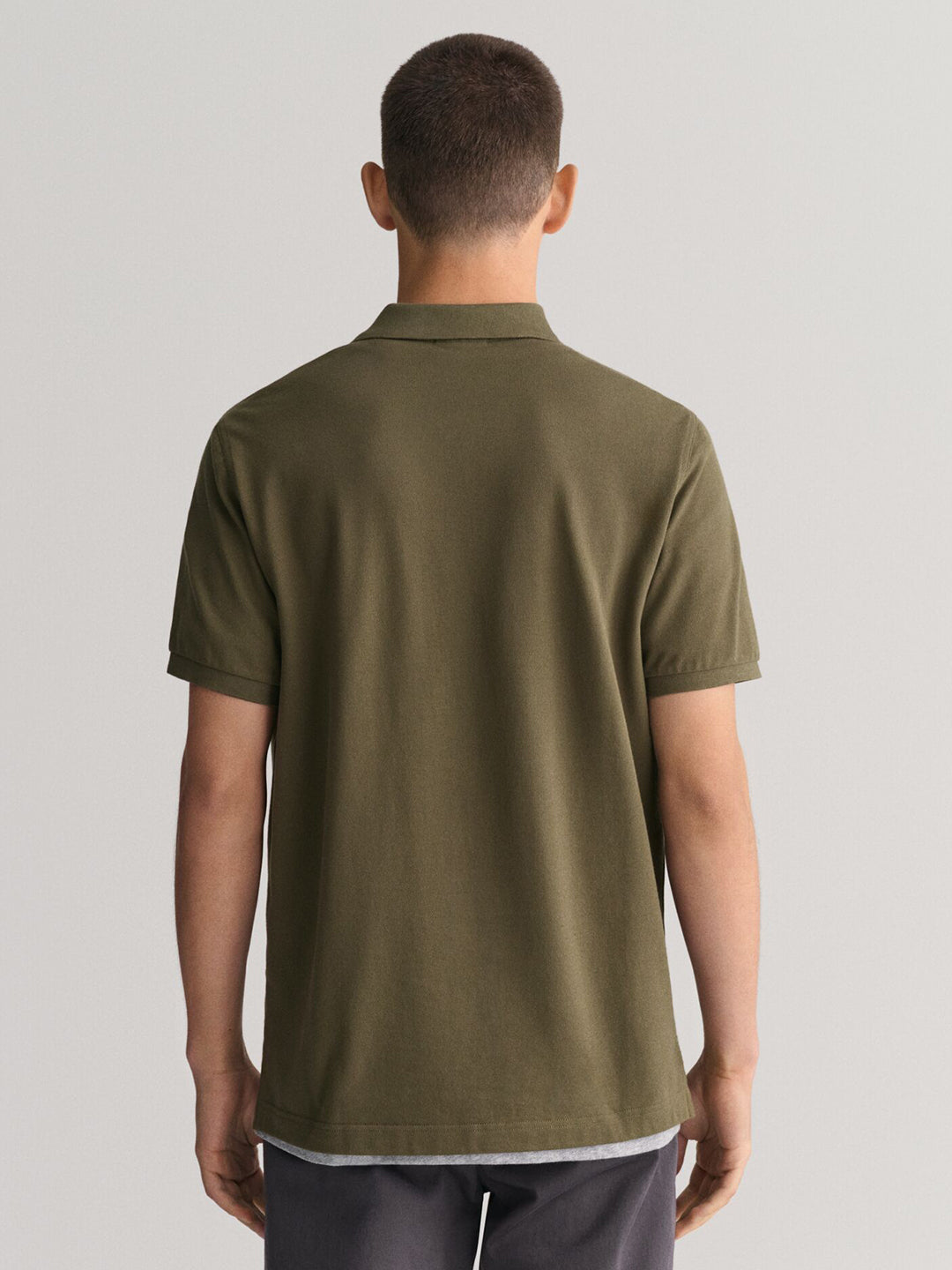 Gant Men Green Solid Collared Short Sleeves Polo Tshirt