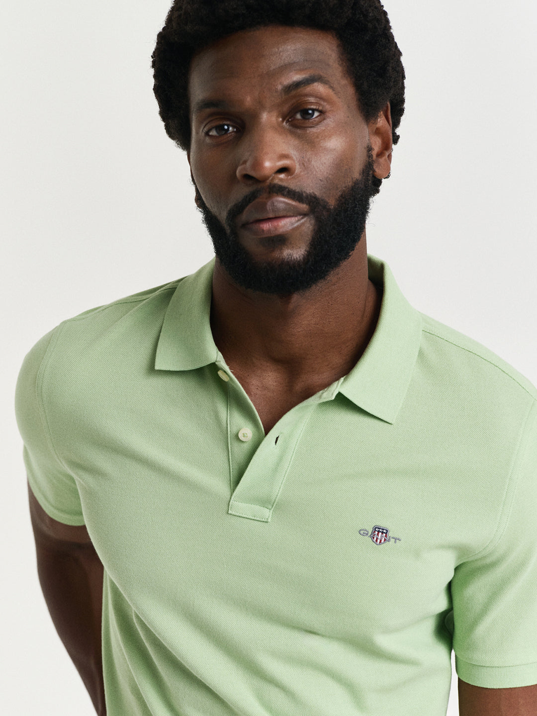 Gant Men Green Solid Short Sleeves Polo Tshirt