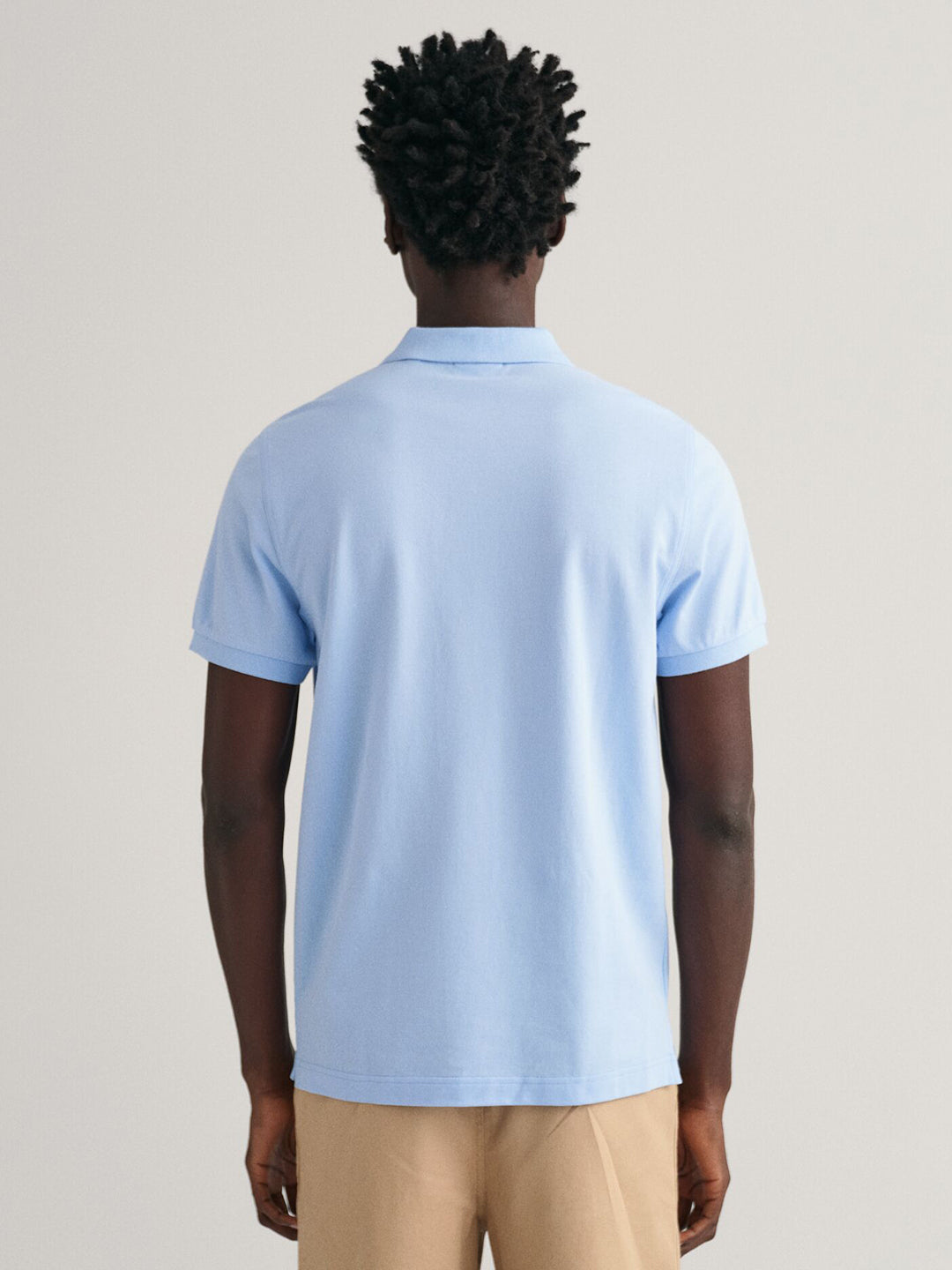 Gant Men Blue Solid Collared Short Sleeves Polo Tshirt