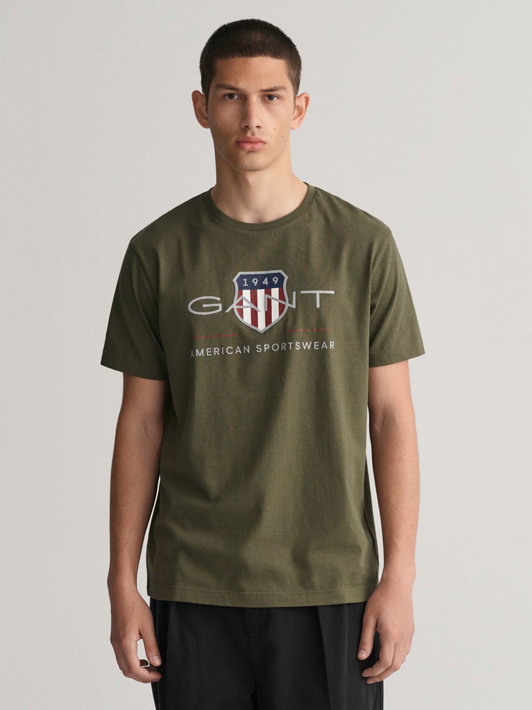 Gant Men Green Printed Round Neck Short Sleeves Tshirt
