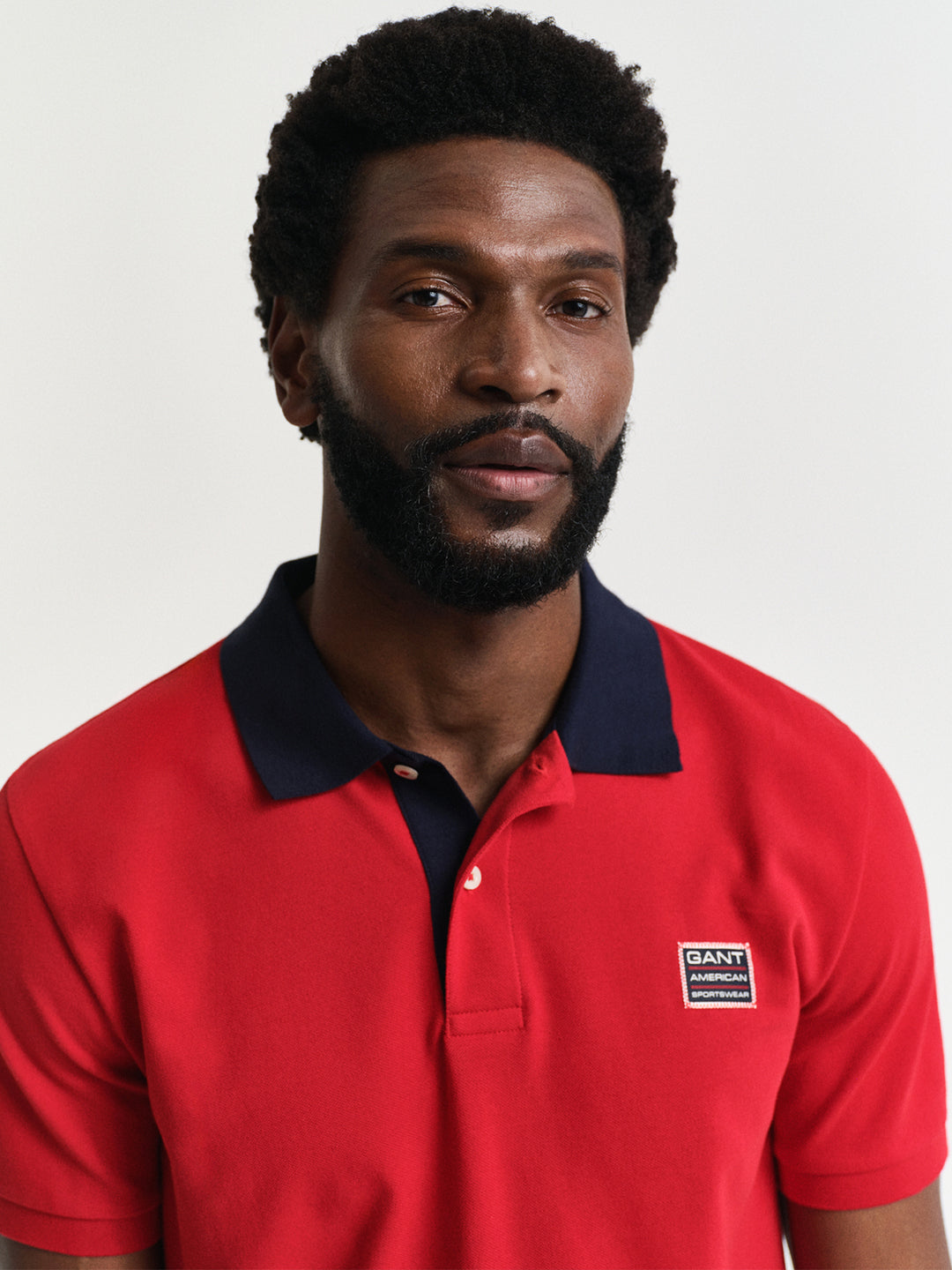 Gant Men Red Solid Collared Short Sleeves Polo Tshirt