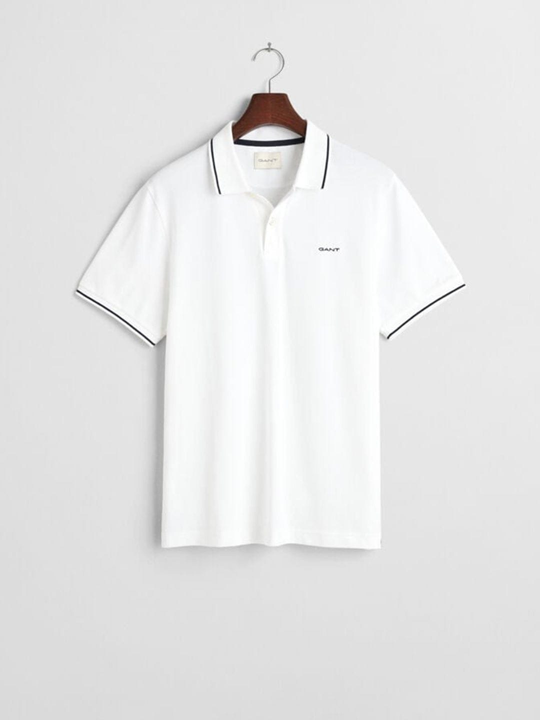 Gant Mens White Polo Collar Short Sleeve Solid Tshirt