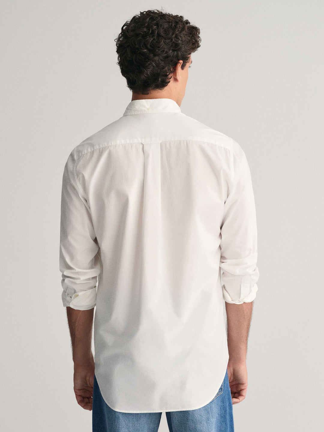 Gant Men White Solid Button-Down Collar Full Sleeves Shirt