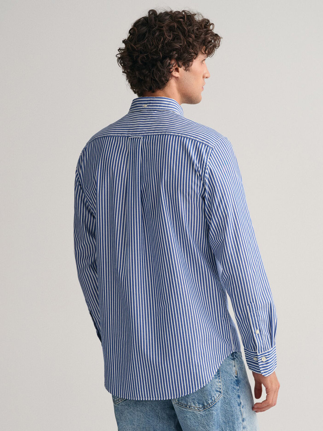 Gant Men Blue Striped Button-Down Collar Full Sleeves Shirt