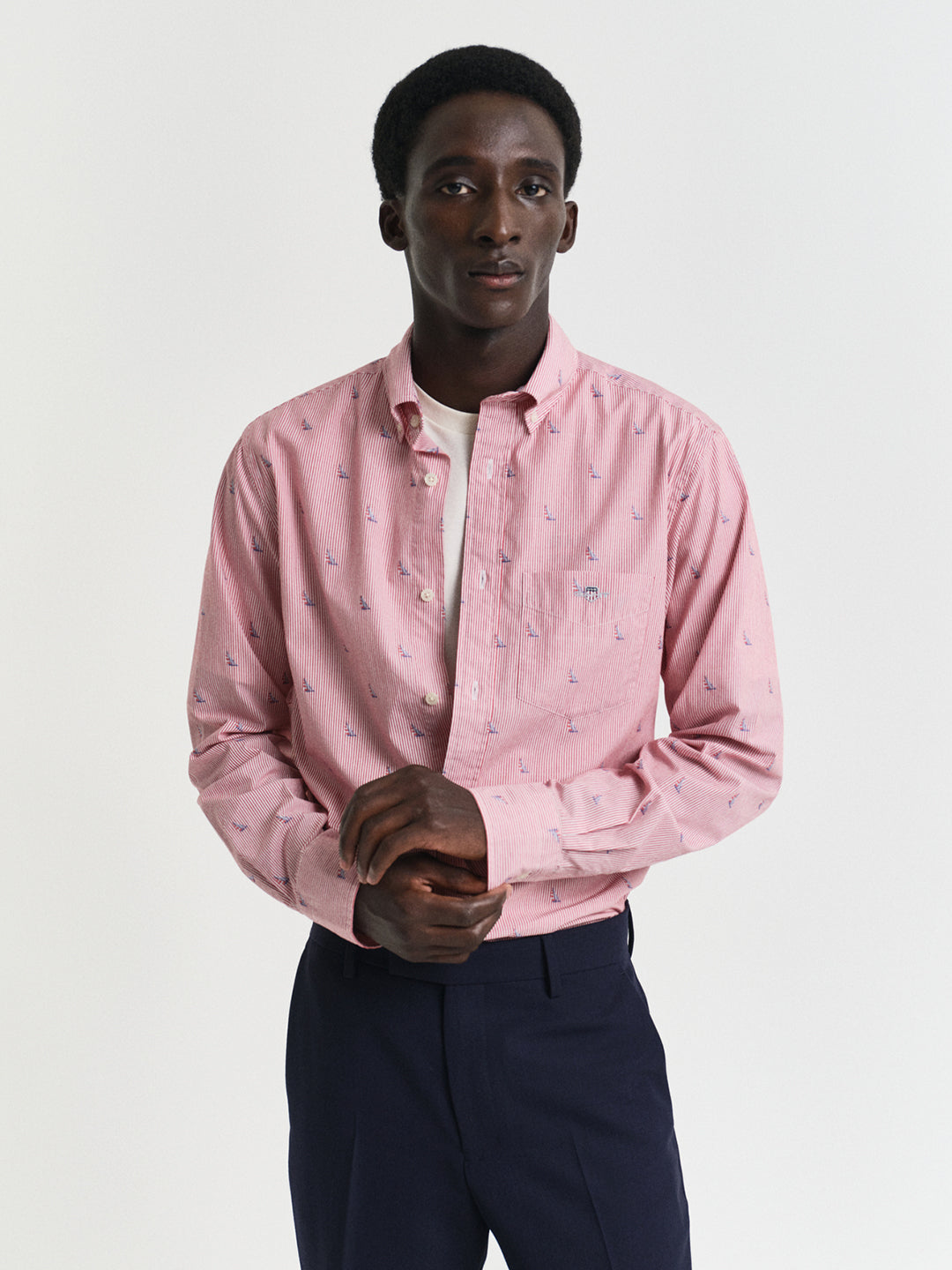 Gant Men Red Button-Down Collar Full Sleeves Shirt