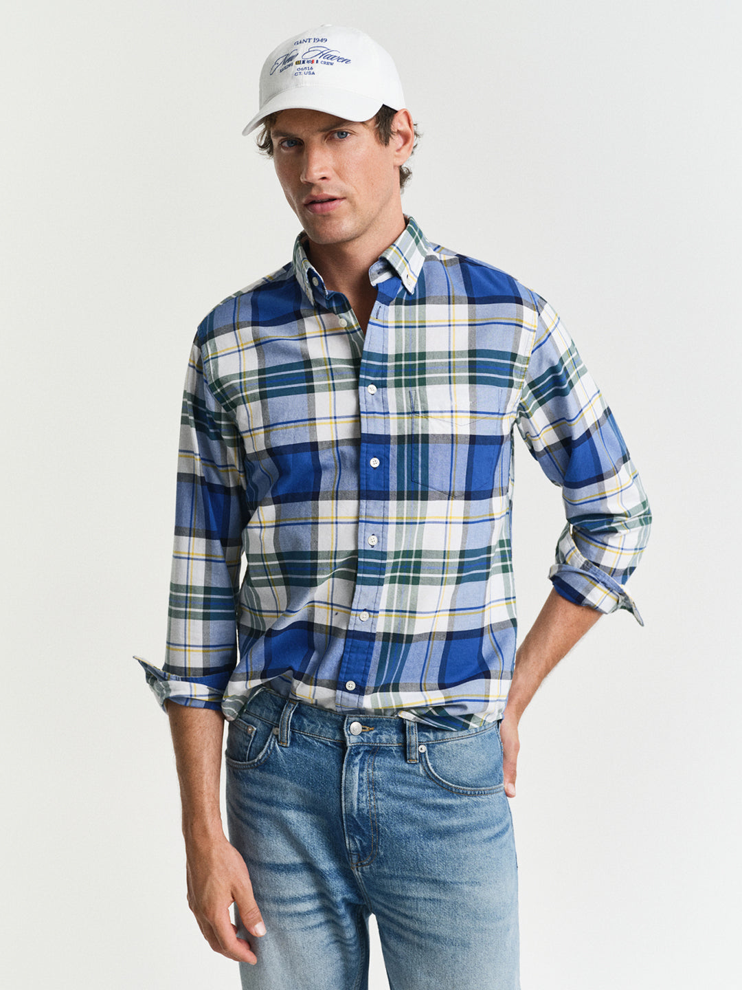 Gant Men Blue Button-Down Collar Full Sleeves Shirt