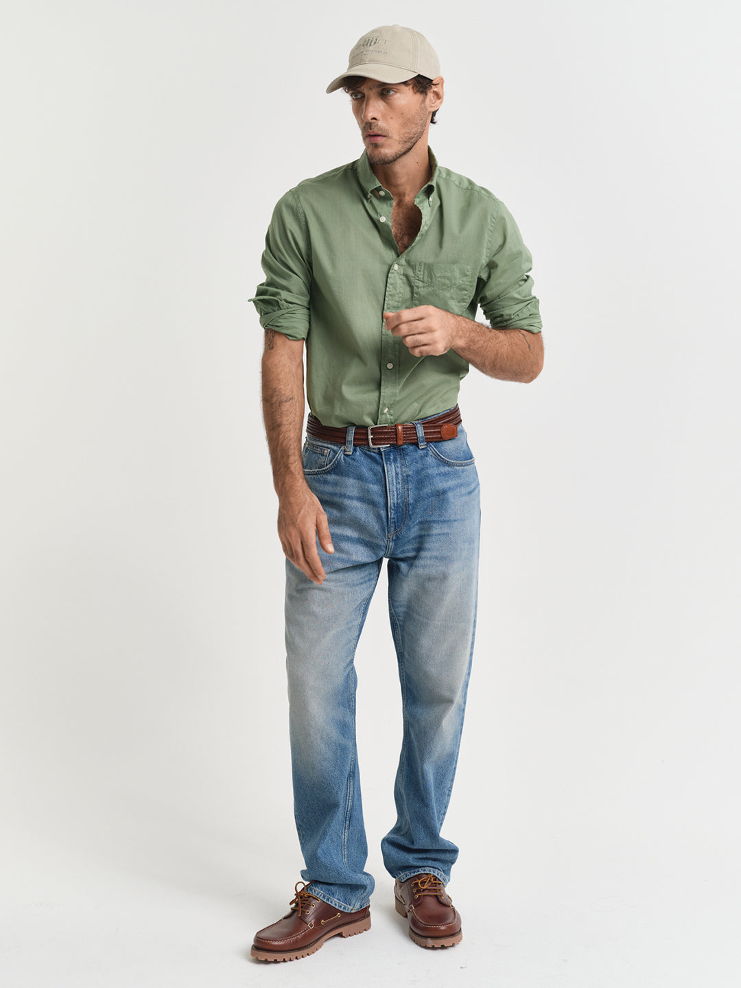 Gant Men Green Button-Down Collar Full Sleeves Shirt