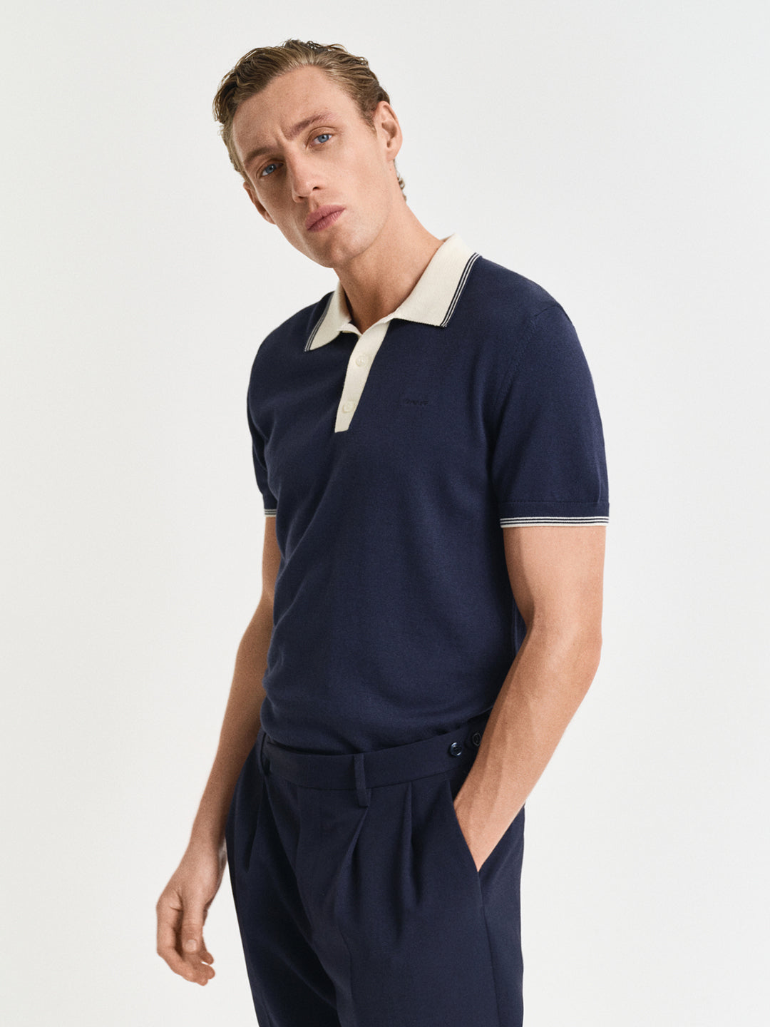 Gant Men Blue Polo Collar Short Sleeves Tshirt