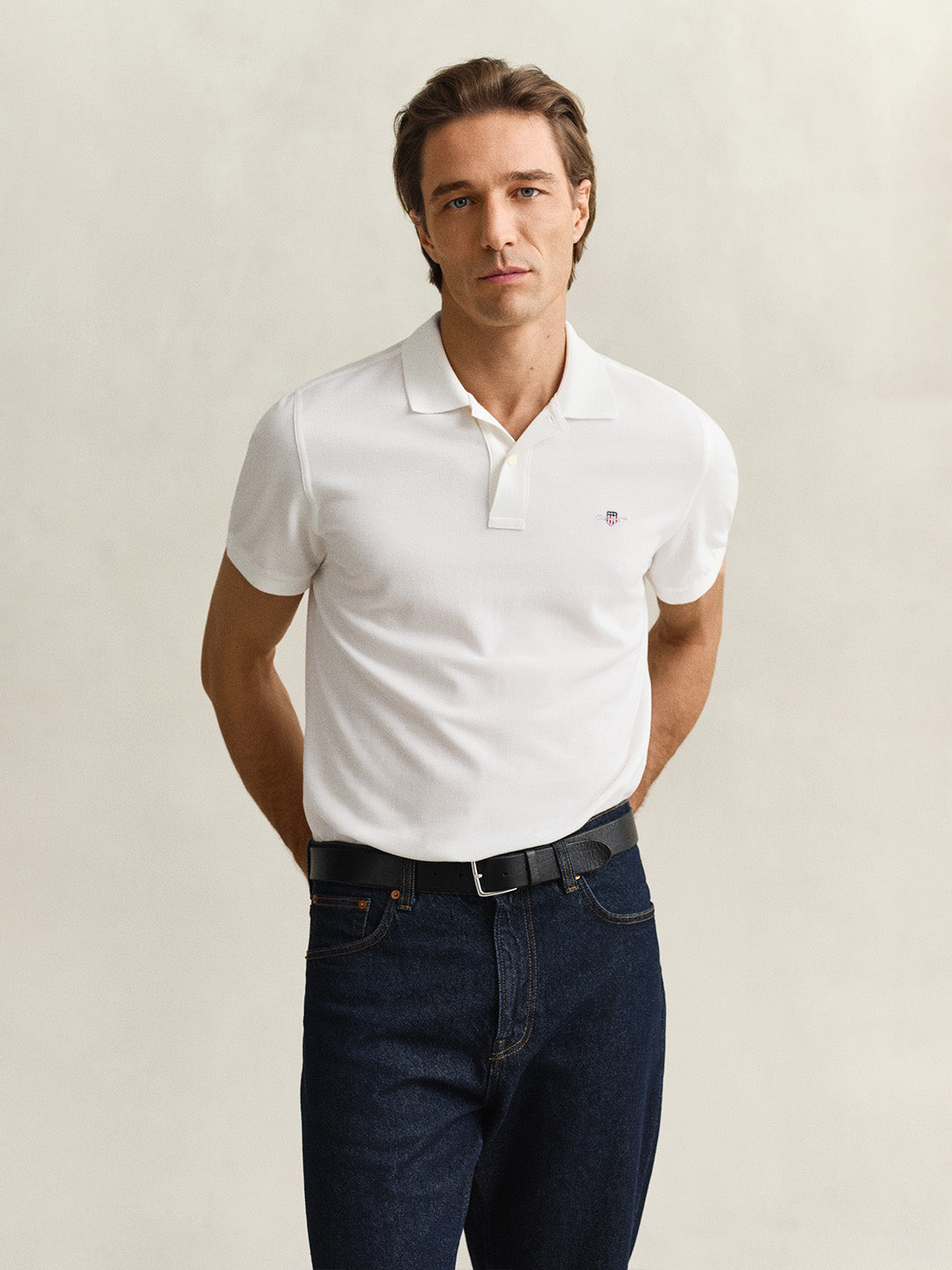 GANT Men White Shield Pique Polo T-Shirt