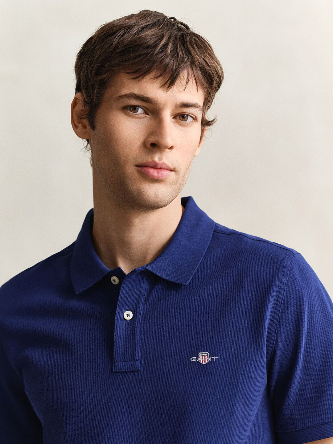 Gant Men Navy Blue Regular Fit Pique Polo T-Shirt