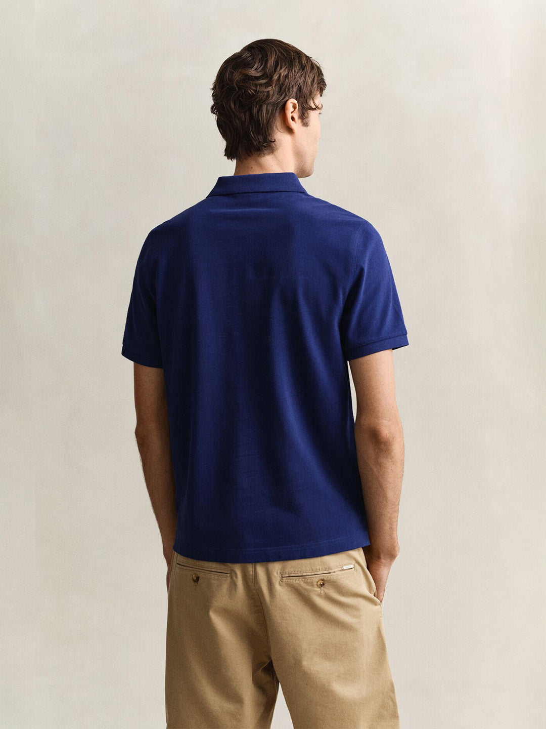 Gant Men Navy Blue Regular Fit Pique Polo T-Shirt