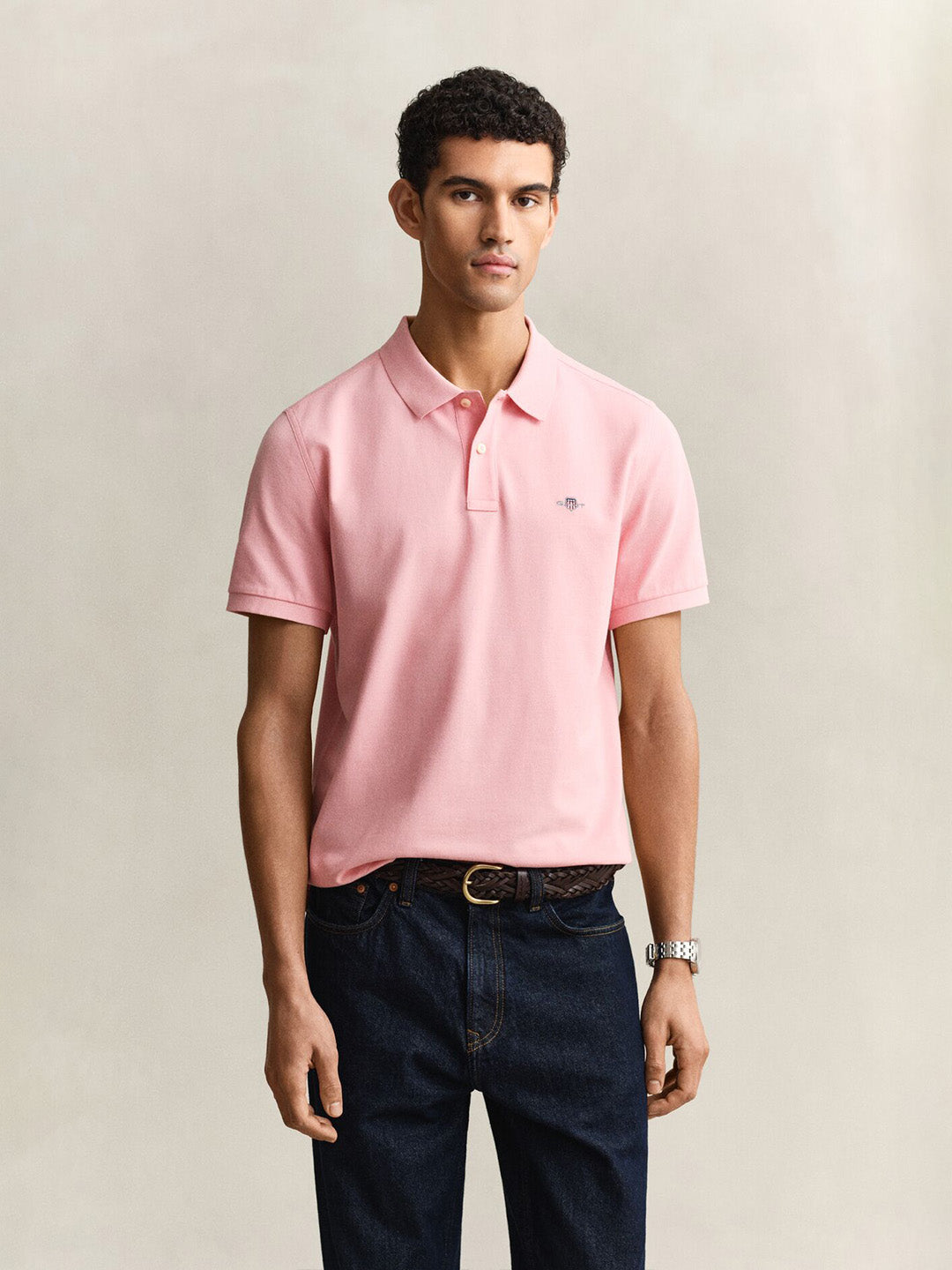 Gant Men Pink Regular Fit Pique Polo T-Shirt
