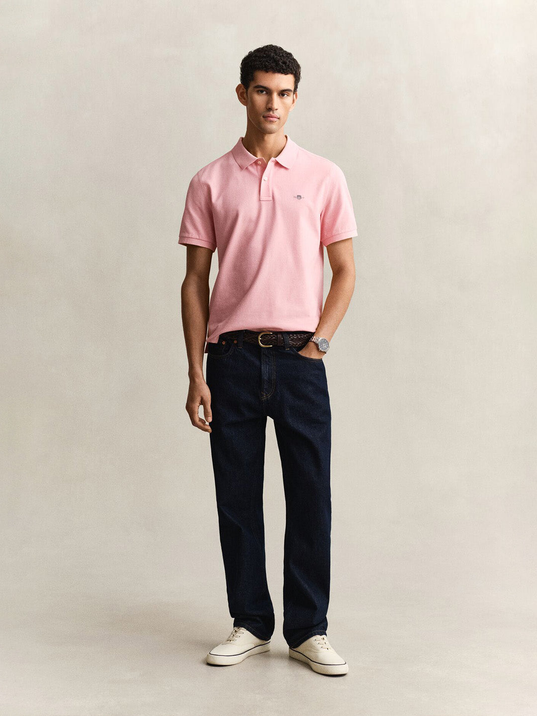 Gant Men Pink Regular Fit Pique Polo T-Shirt