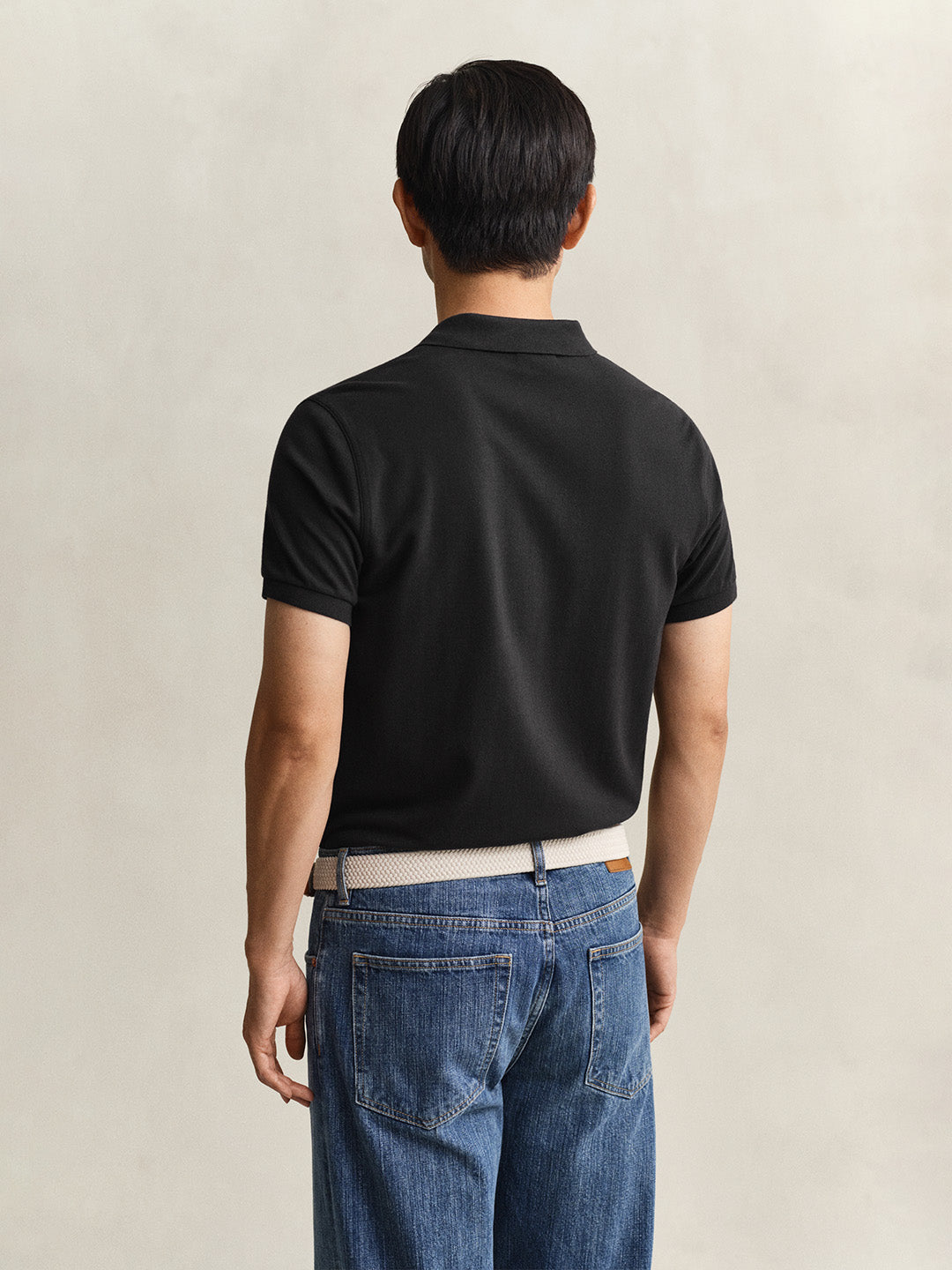 Gant Men Black Slim Fit Pique Polo T-Shirt