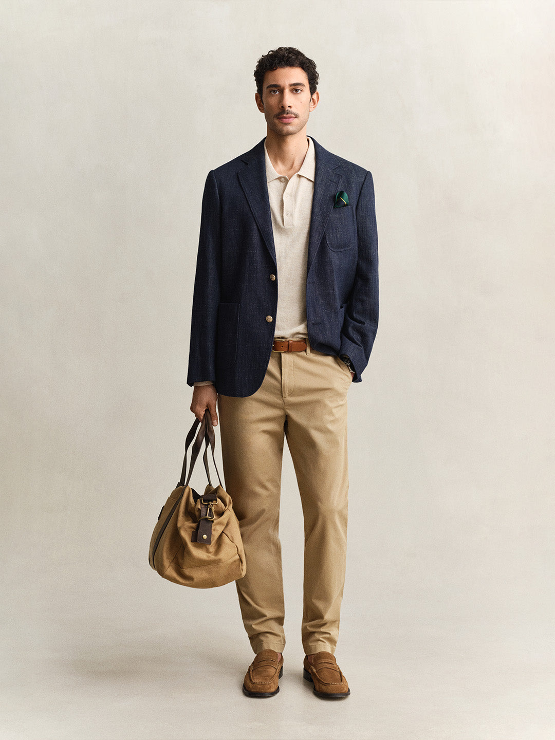 Gant Men Khaki Solid Stretchable Slim Fit Trouser