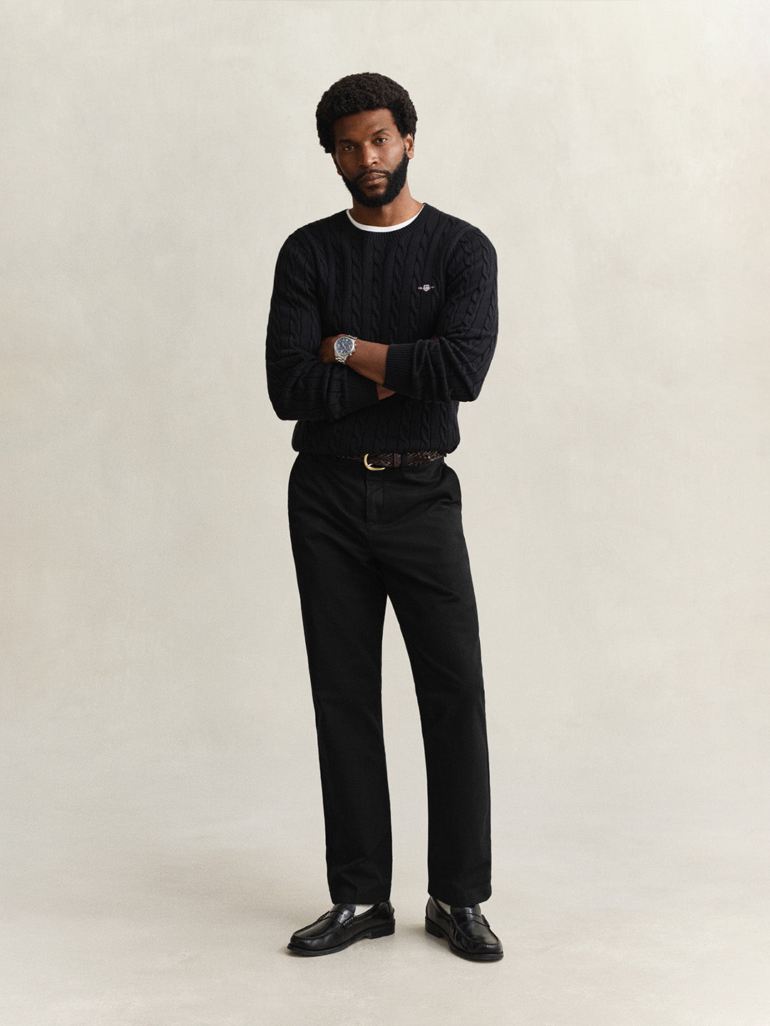 Gant Men Black Solid Stretchable Regular Fit Trouser