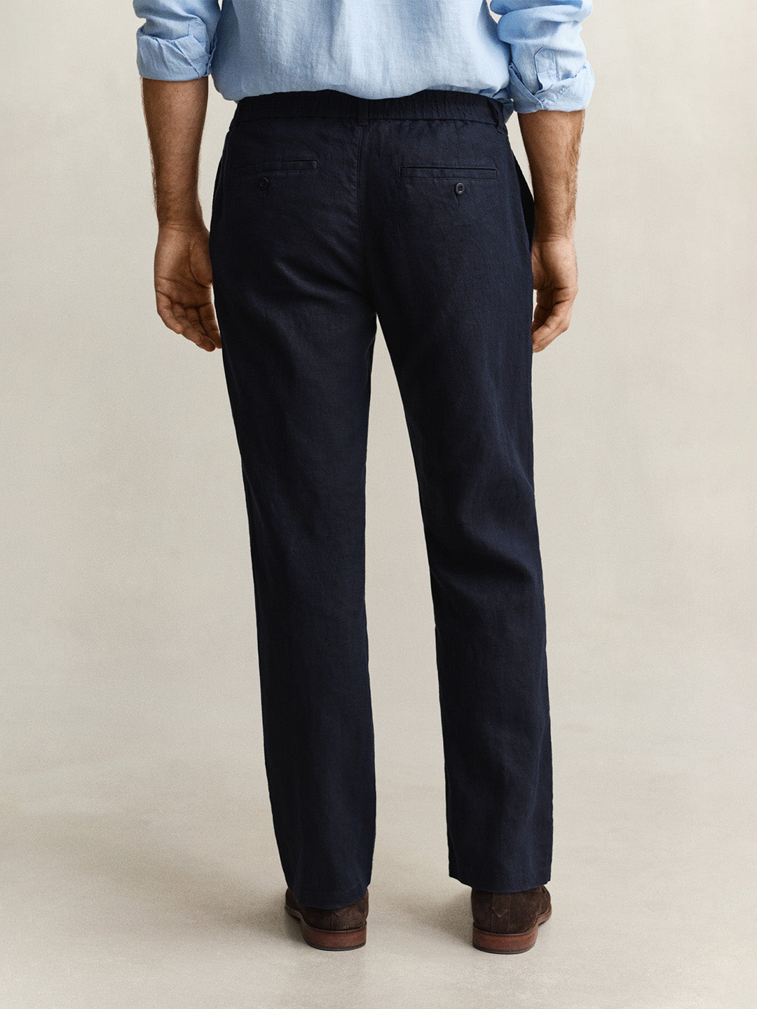 Gant Men Navy Blue Pure Linen Trouser