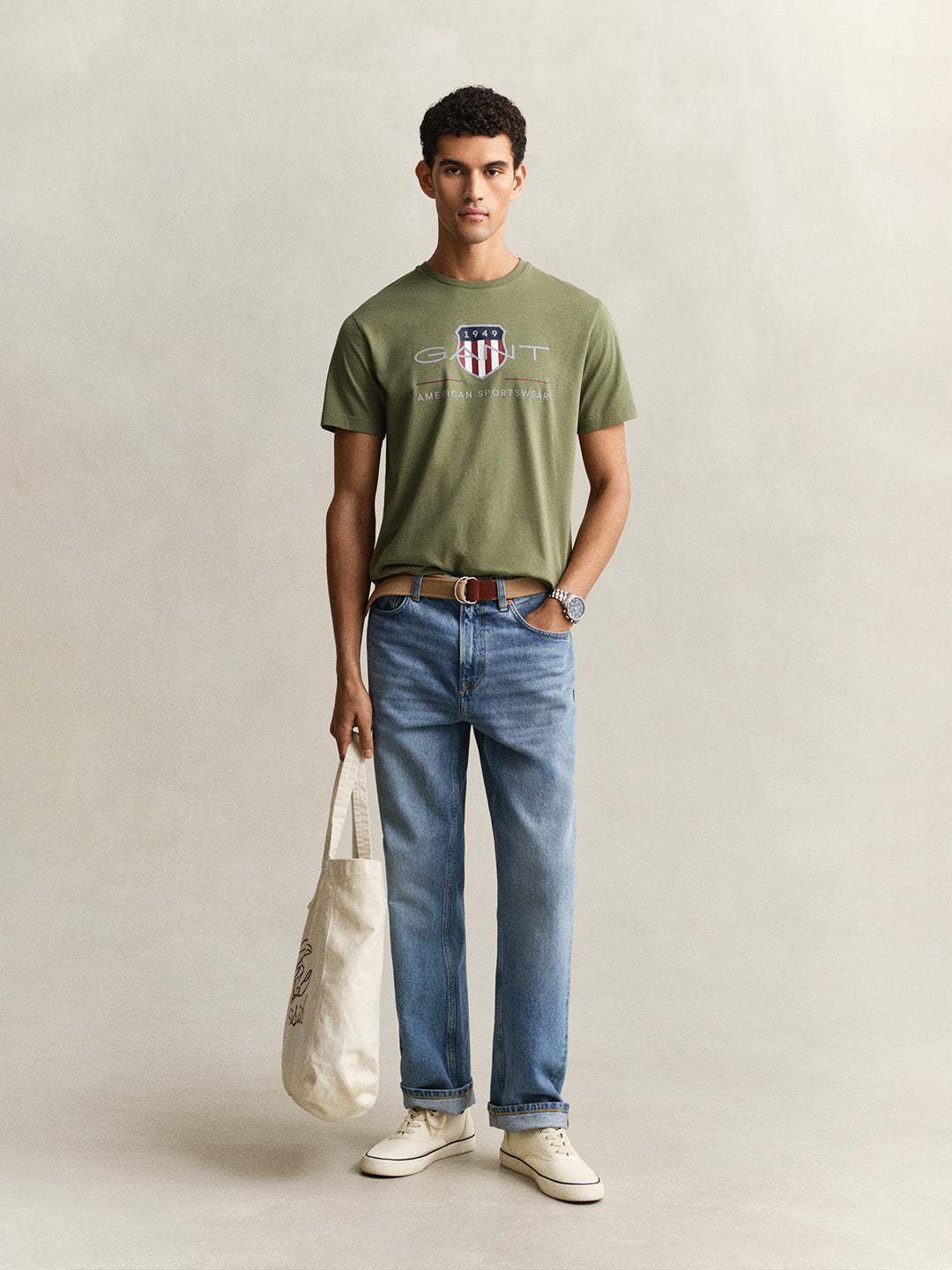 GANT Men Green Shield Printed Pure Cotton T-Shirt