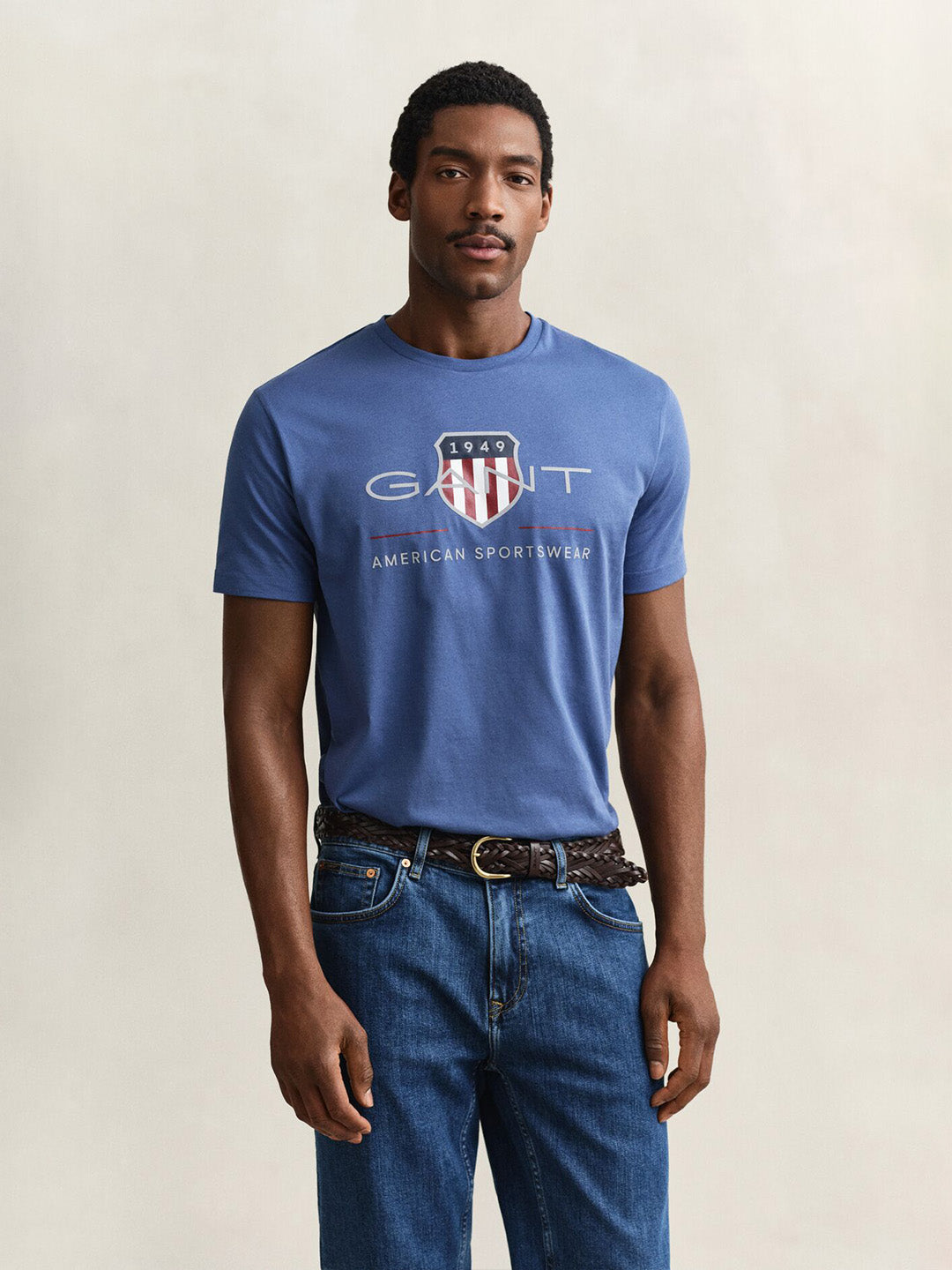 GANT Men Blue Shield Printed Pure Cotton T-Shirt