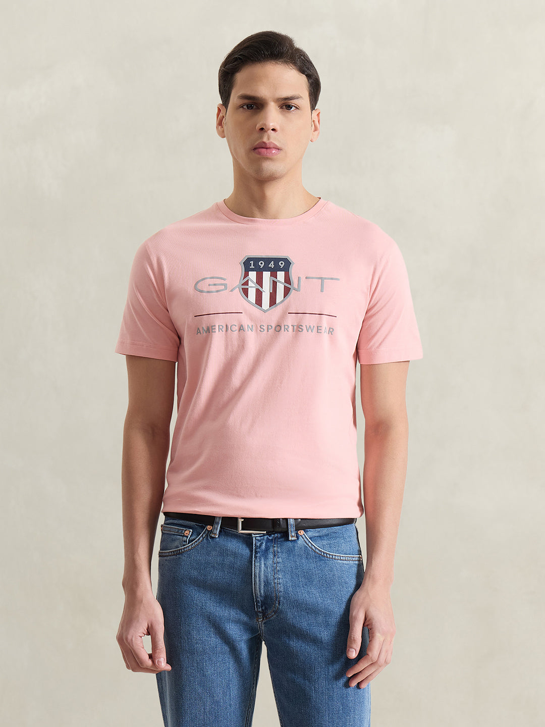 GANT Men Pink Printed T-Shirt