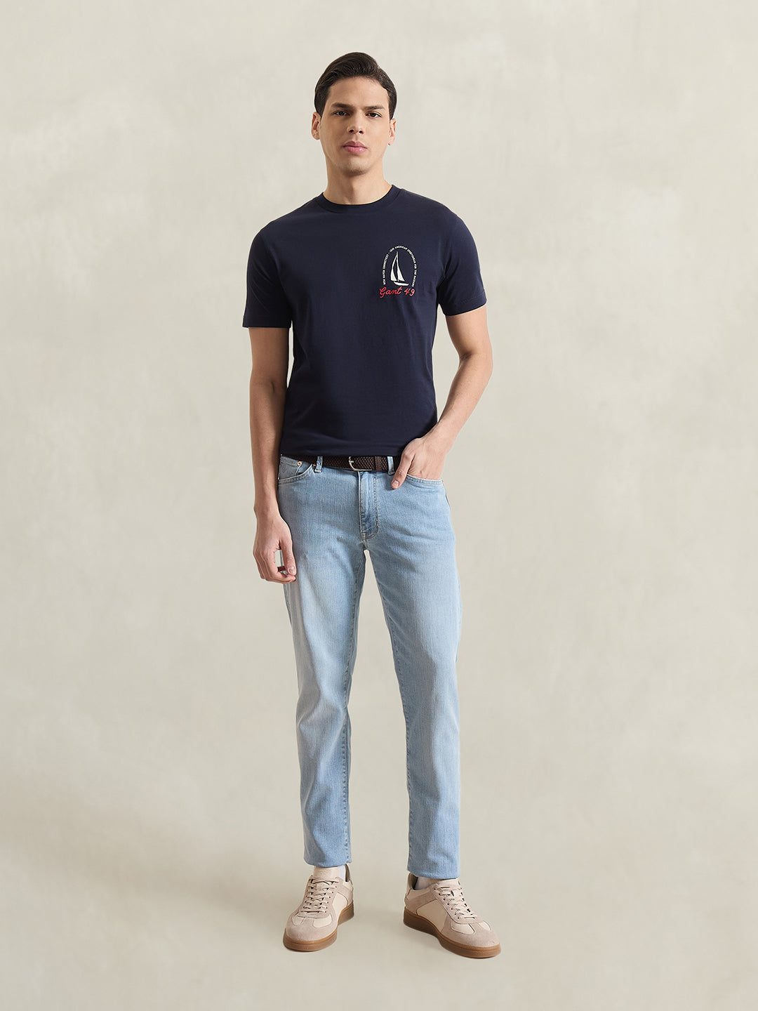 GANT Men Navy Blue Printed T-Shirt