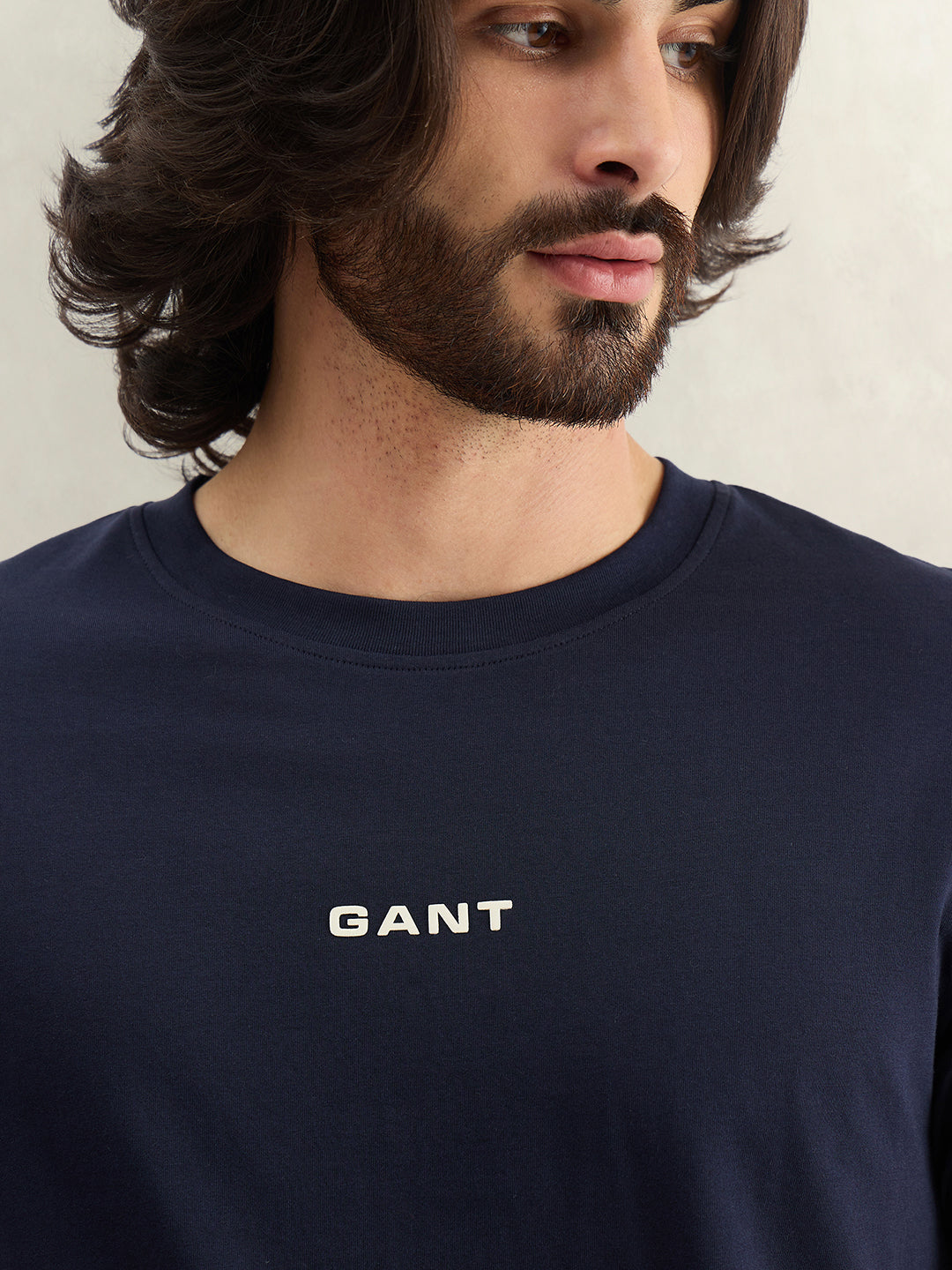 Gant Men Solid Navy Blue T-Shirt