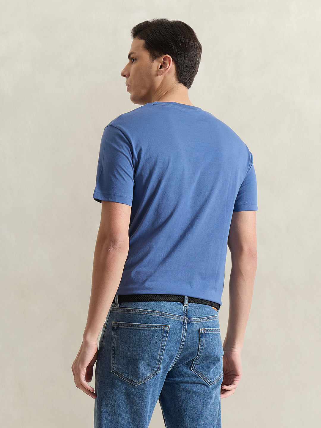 GANT Men Blue Solid T-Shirt