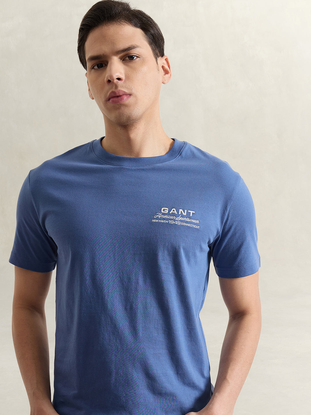 GANT Men Blue Solid T-Shirt