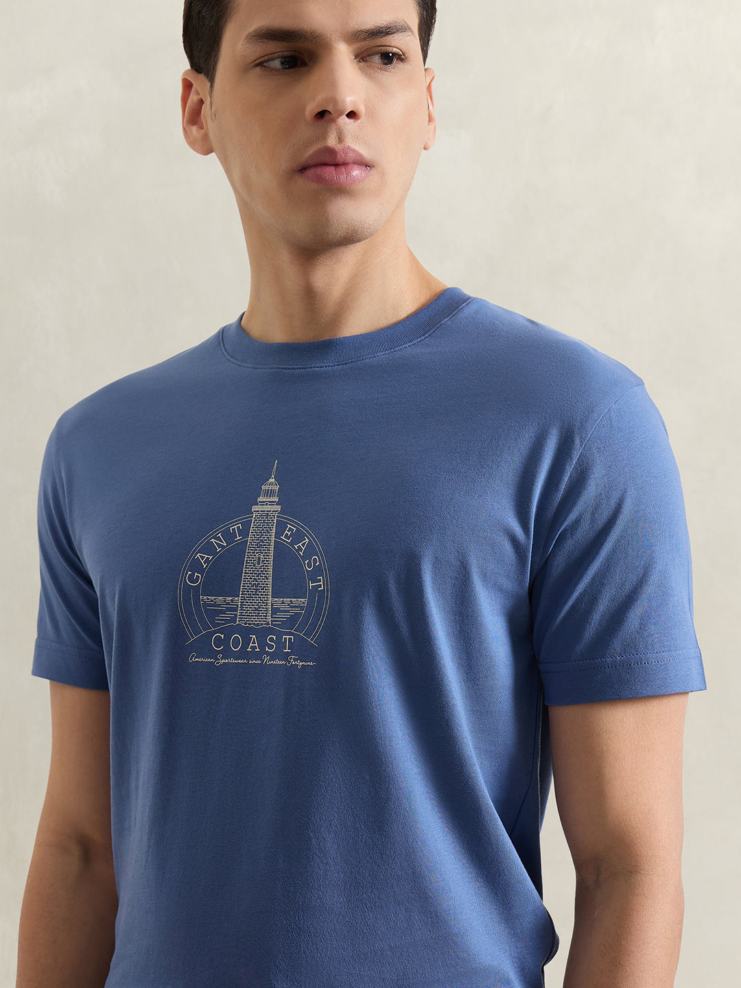 GANT Men Blue Printed T-Shirt