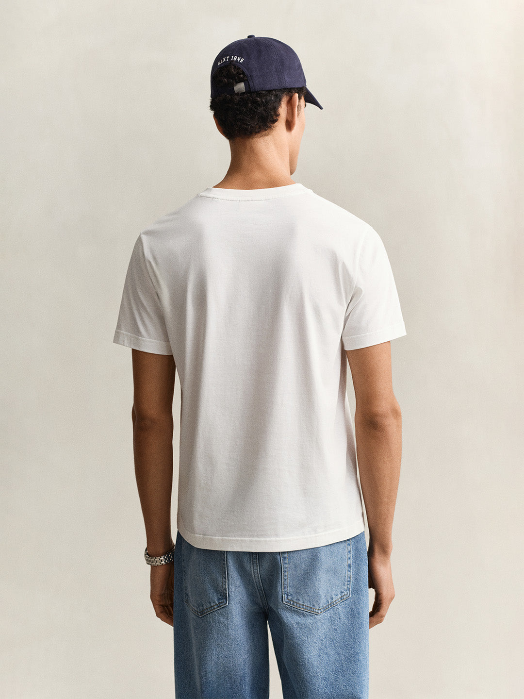 GANT Men Off White Graphic Print Pure Cotton T-Shirt