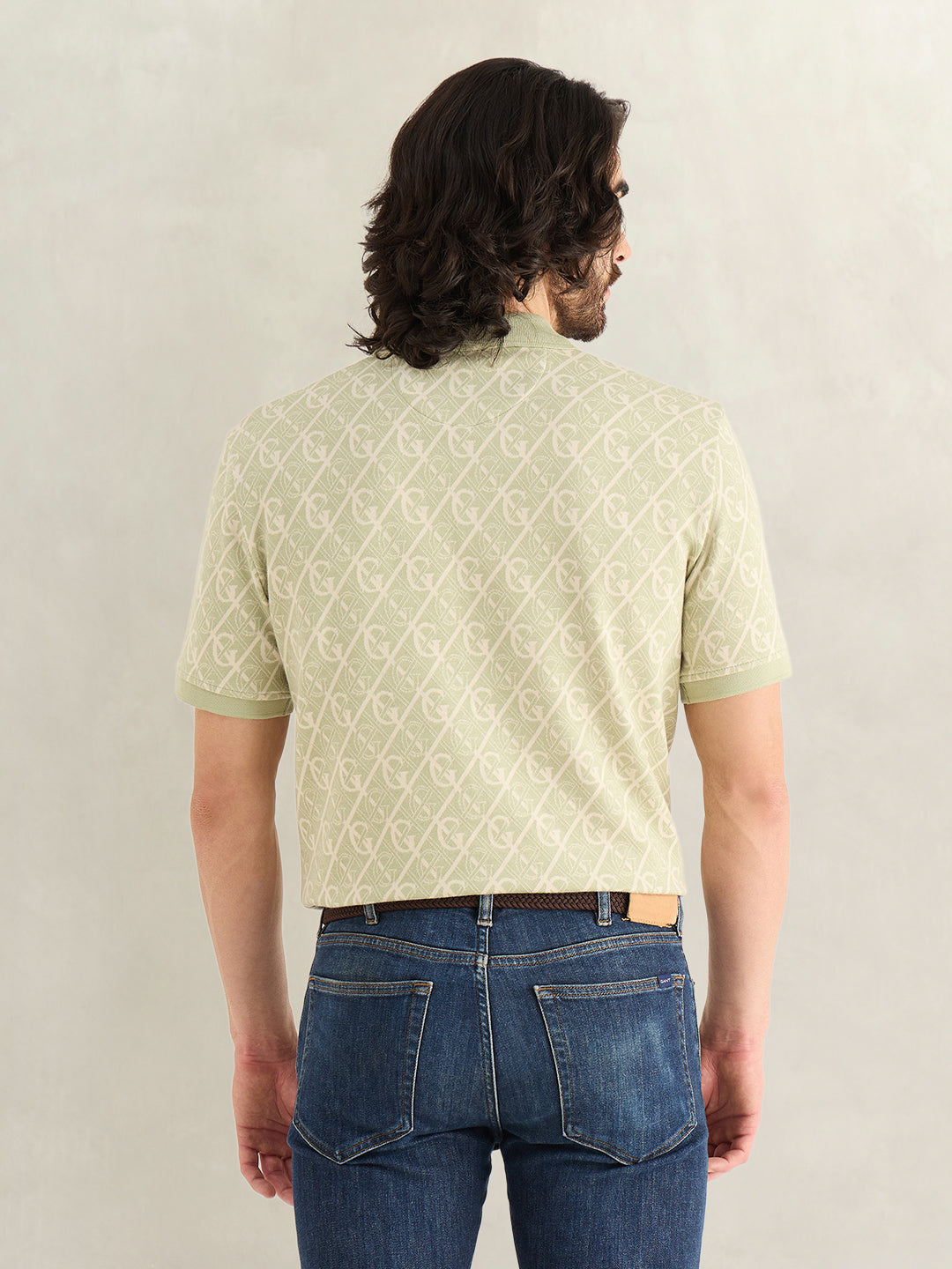 Gant Men Green Monogram Regular Fit Polo T-Shirt