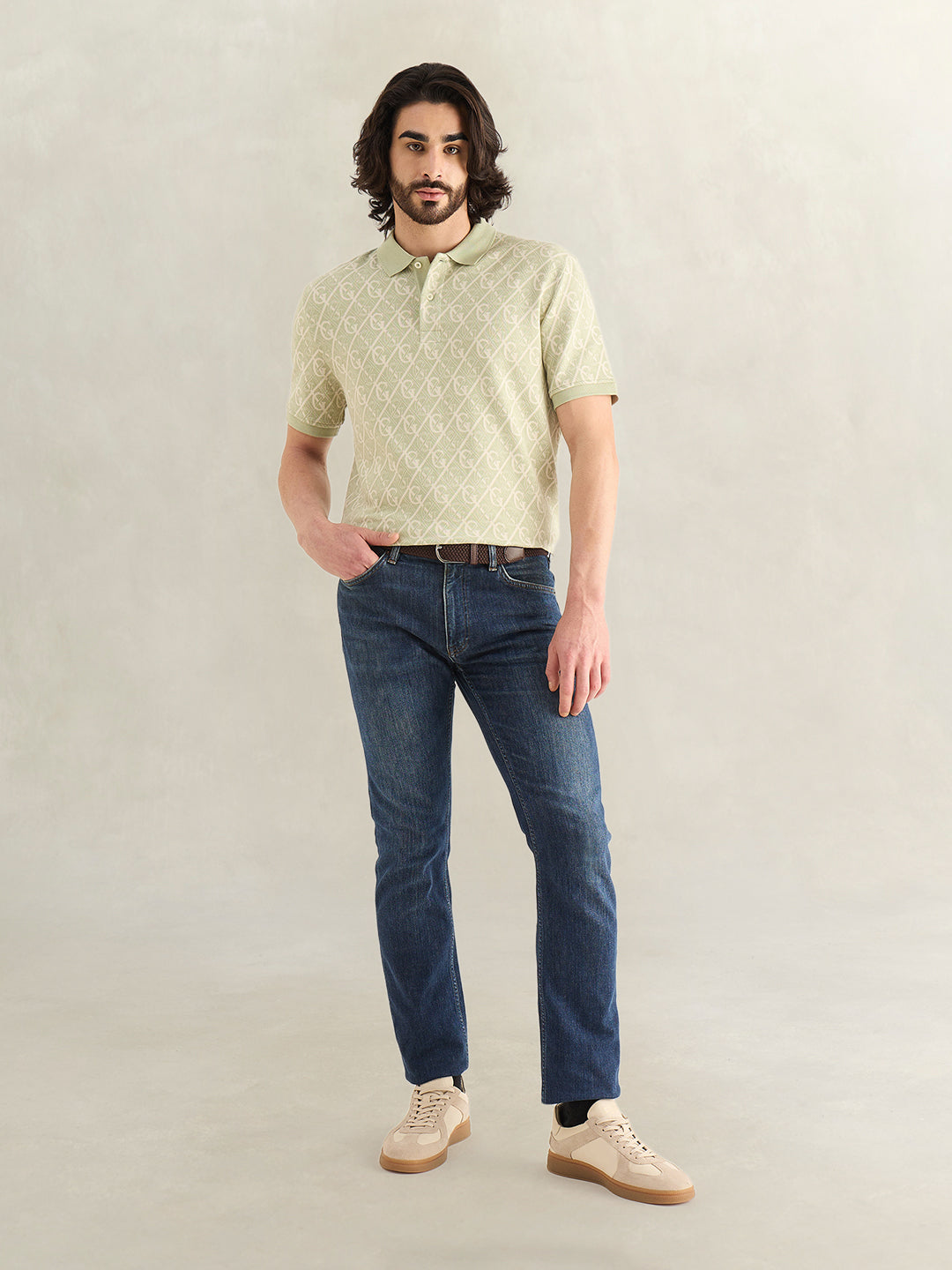 Gant Men Green Monogram Regular Fit Polo T-Shirt