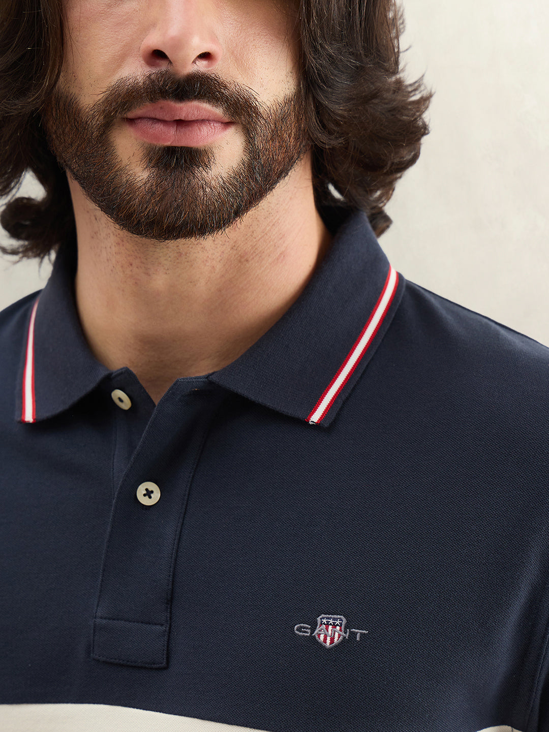 Gant Men Colourblocked Multicolor Polo T-Shirt