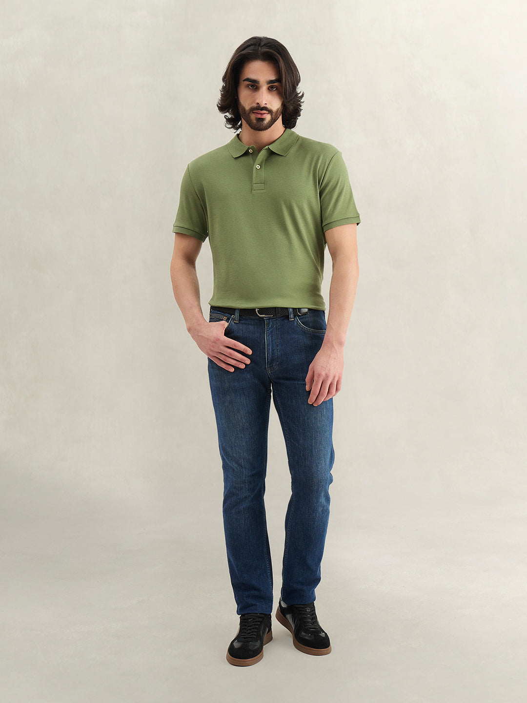 Gant Men Solid Green Polo T-Shirt