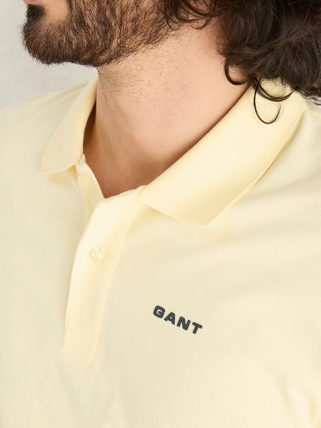 Gant Men Yellow Solid Regular Fit Pure Cotton Polo T-Shirt