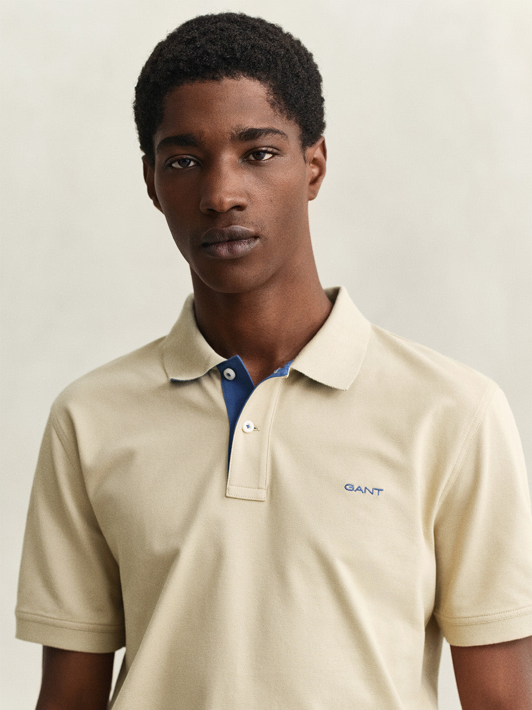 GANT Men Beige Contrast Pique Polo T-Shirt