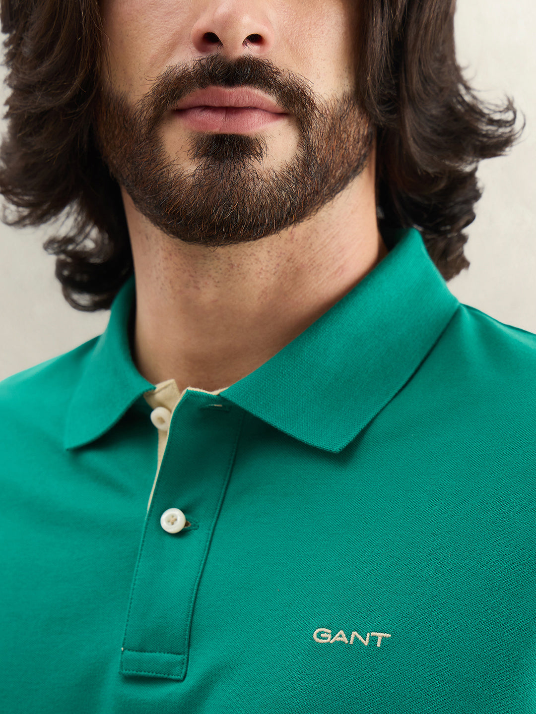 Gant Men Solid Green Polo T-Shirt