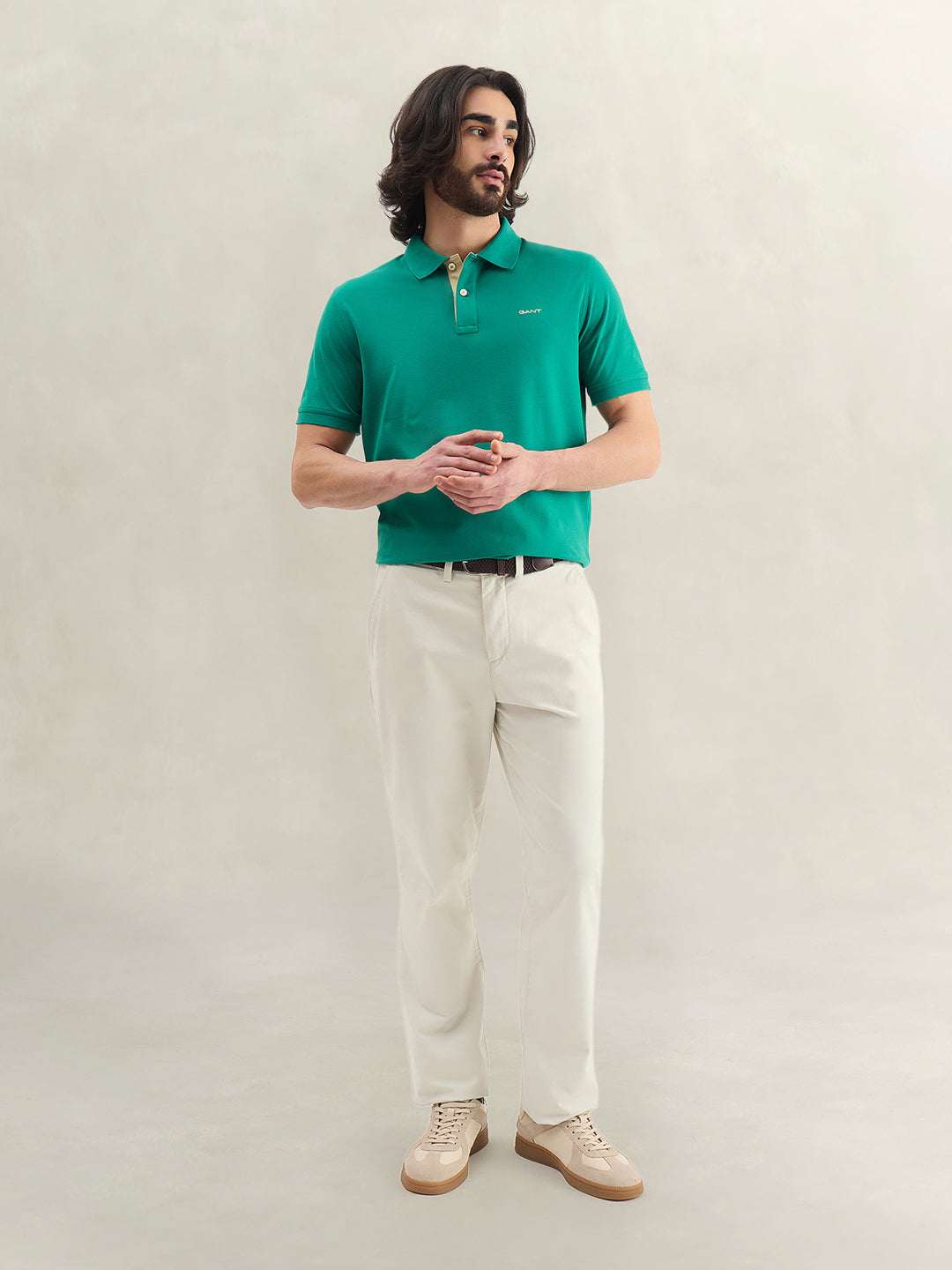 Gant Men Solid Green Polo T-Shirt