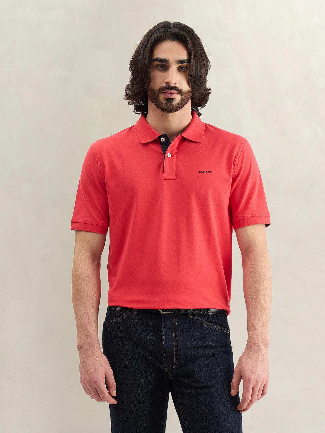 Gant Men Solid Red Polo T-Shirt