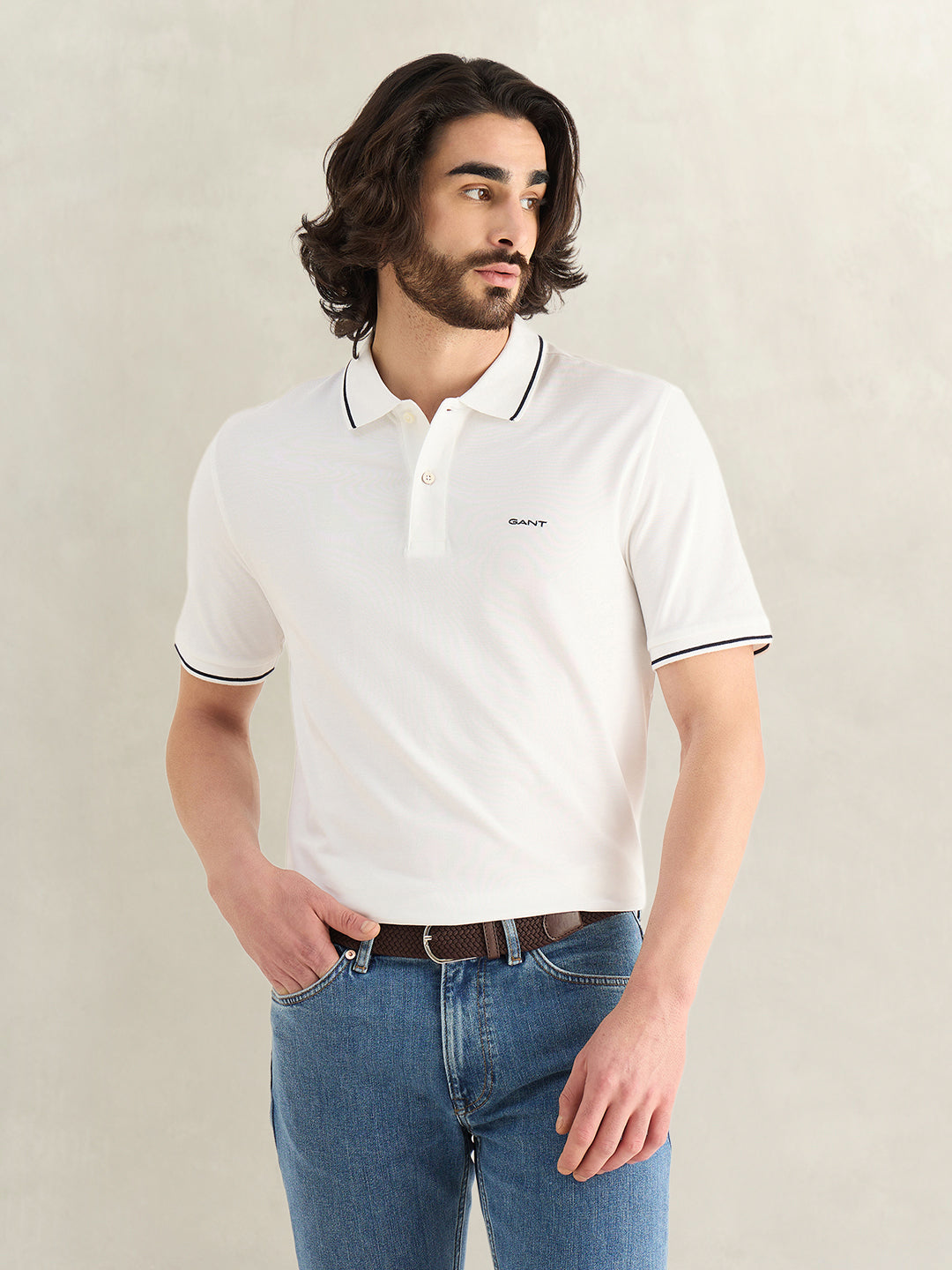Gant Men White Polo T-Shirt
