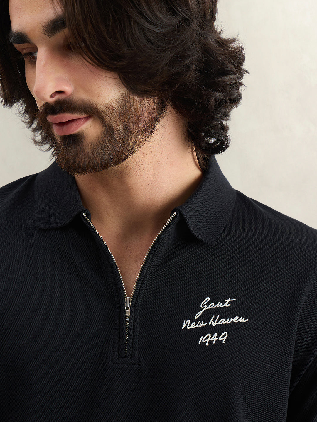 Gant Men Solid Black Polo T-Shirt