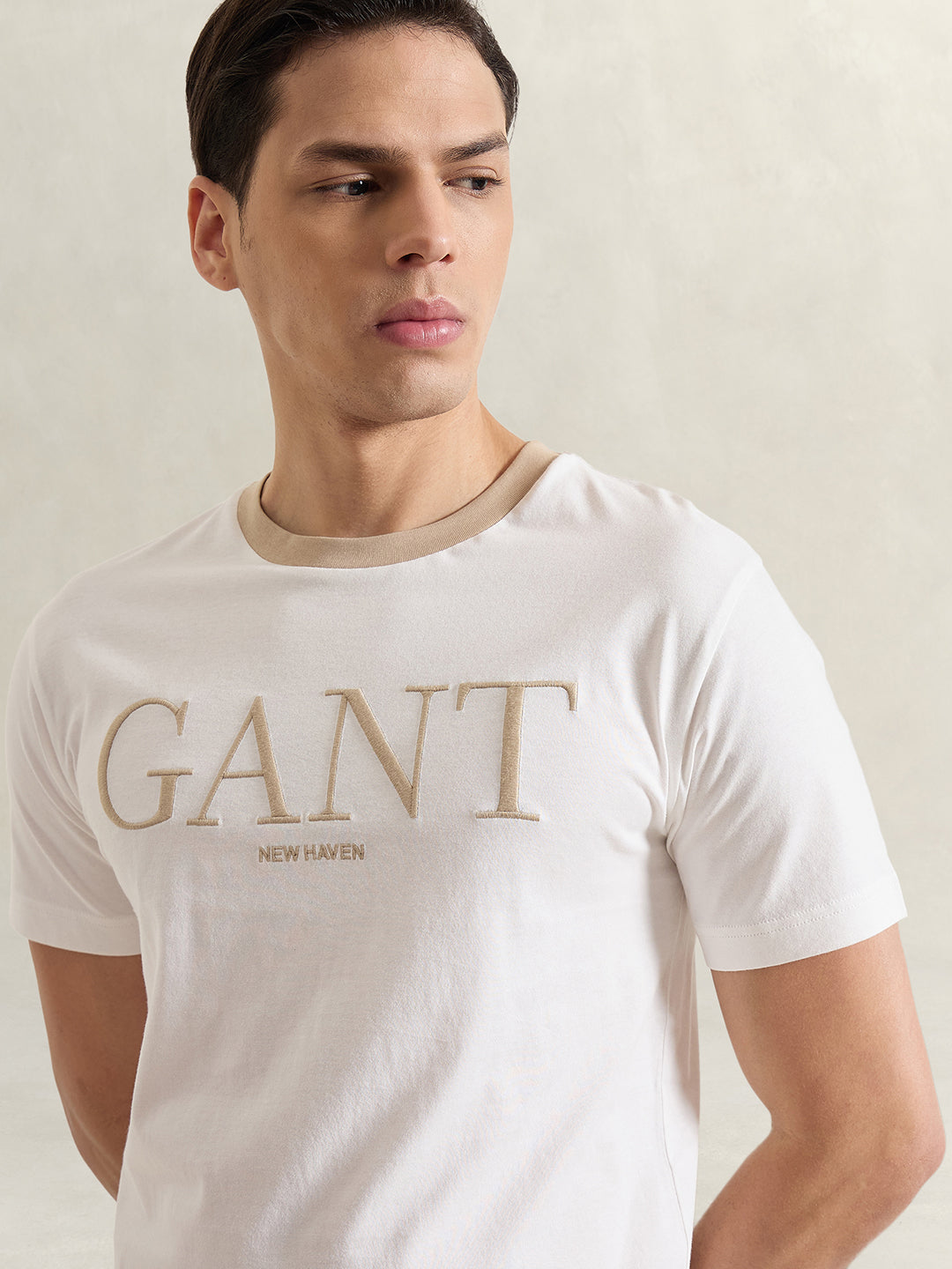 GANT Men White Solid T-Shirt