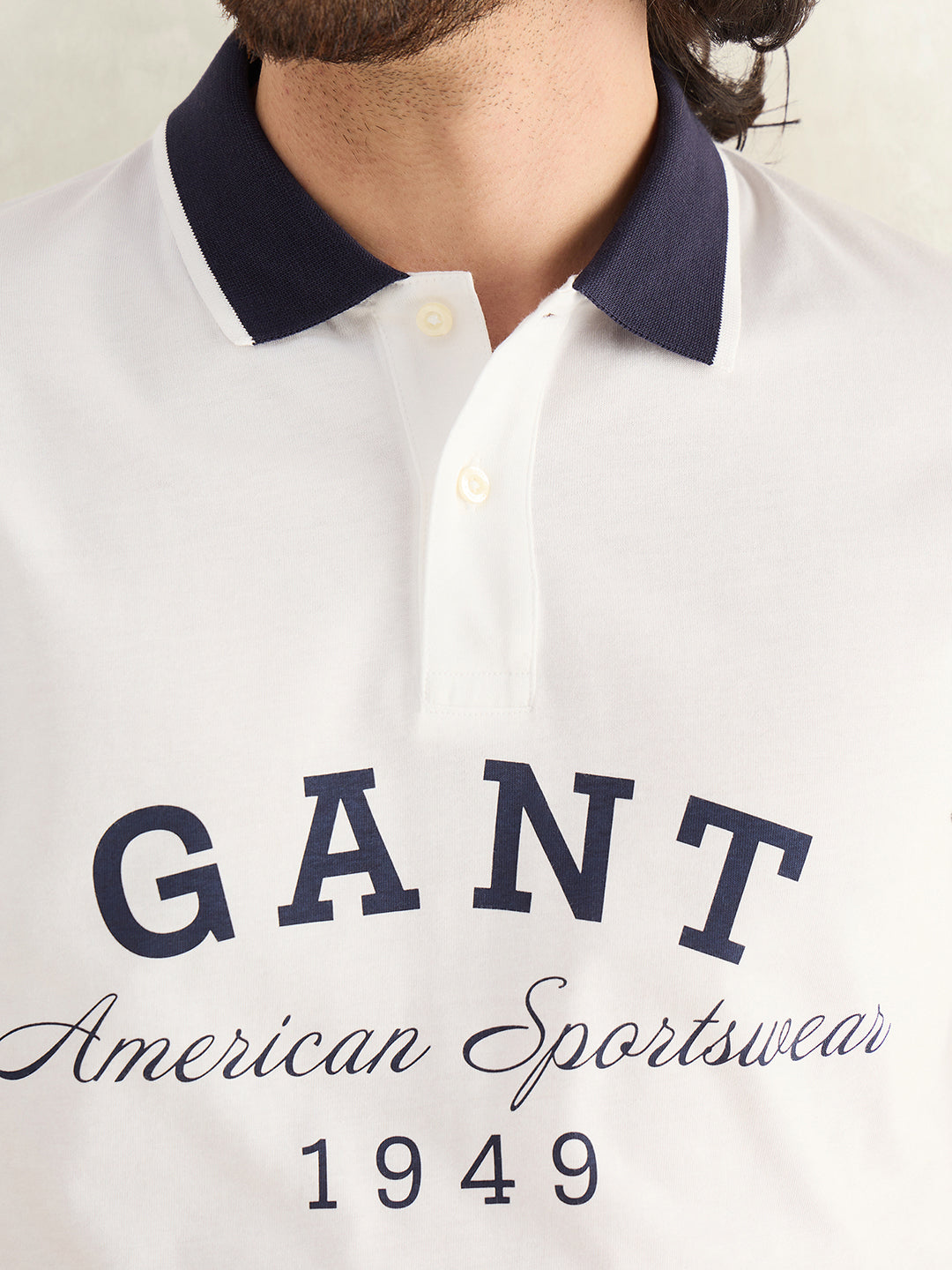 Gant Men White Printed Polo T-Shirt