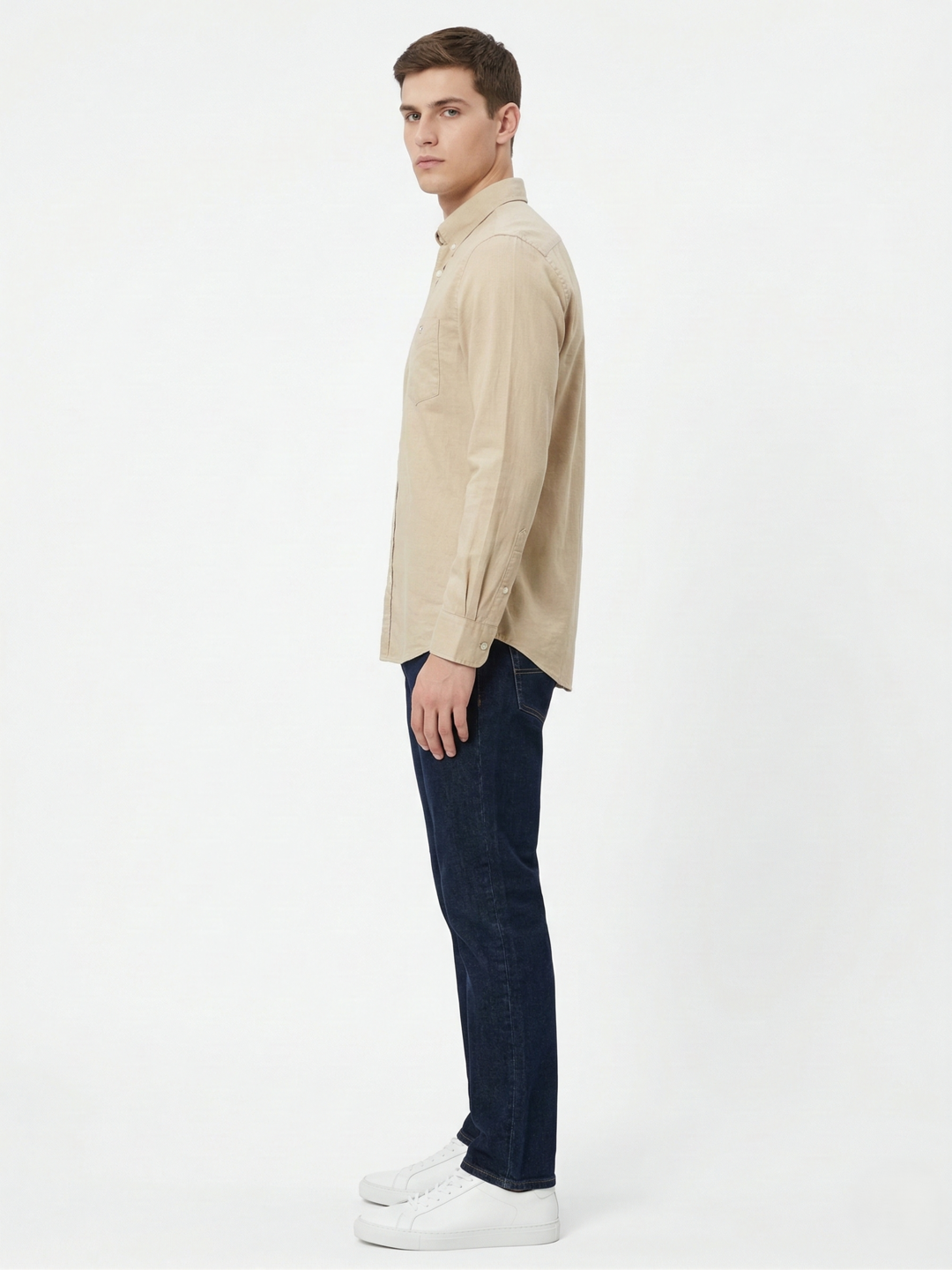 Gant Beige Cotton Solid Men Shirt