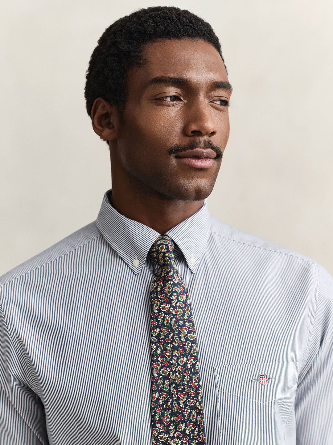 GANT Men Green Classic Poplin Striped Shirt