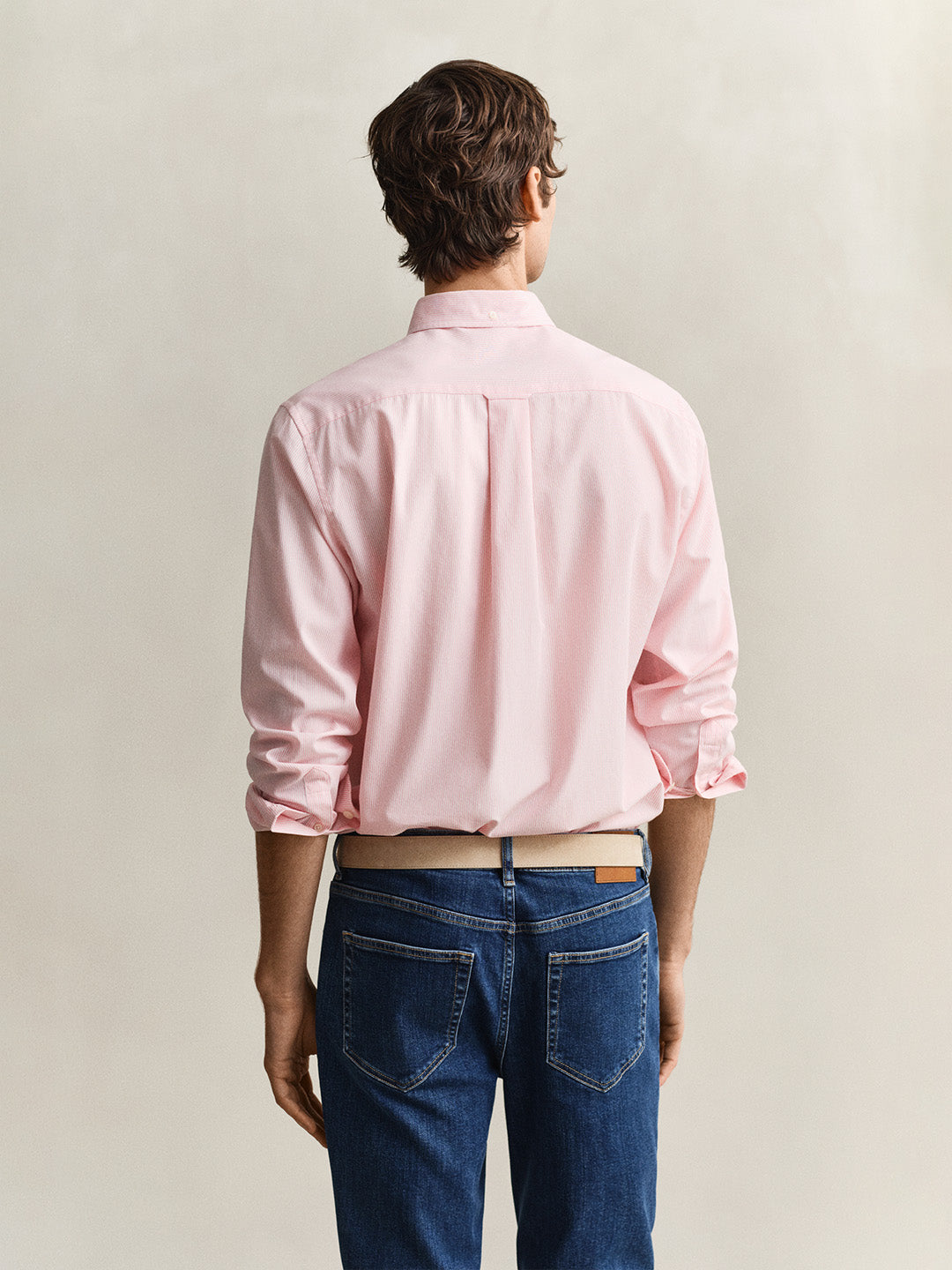GANT Men Pink Classic Poplin Striped Shirt
