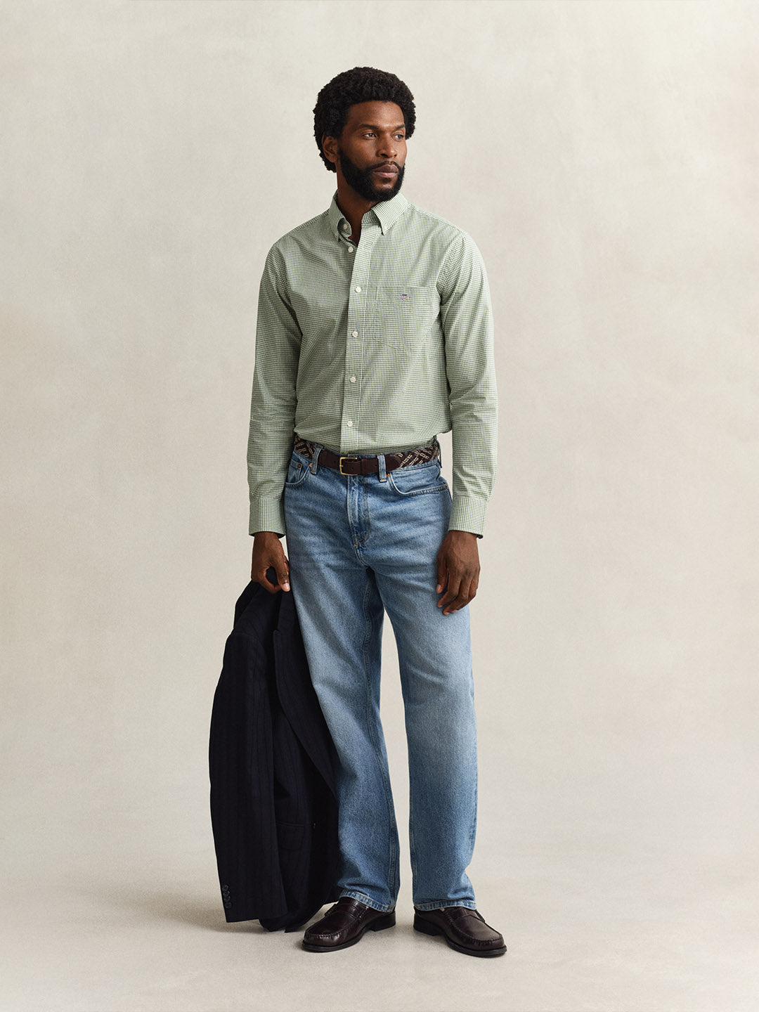 GANT Men Green Classic Poplin Gingham Shirt